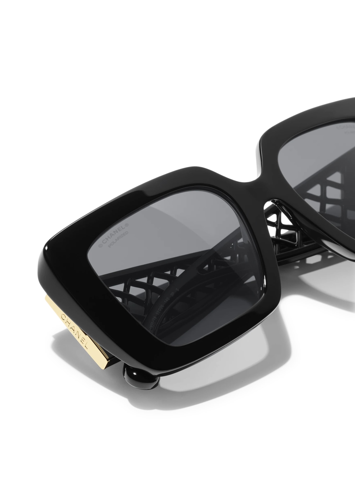 CHANEL Square Sunglasses: BLACK/ DARK GREY POLAR