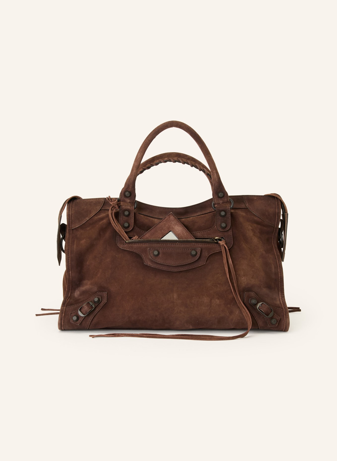 BALENCIAGA Handtasche LE CITY MEDIUM mit Nieten: DUNKELBRAUN