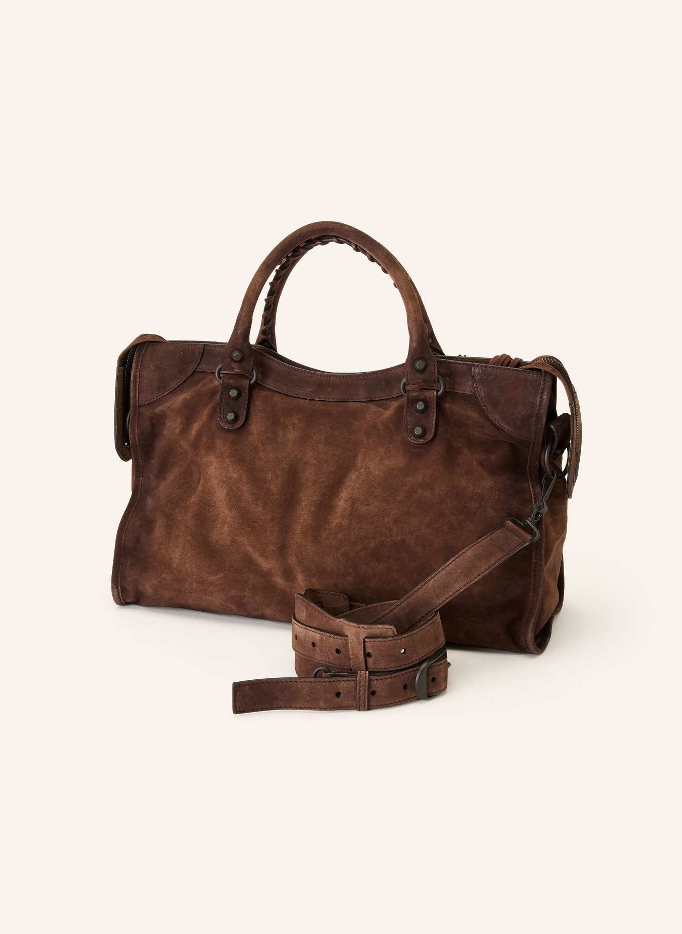 BALENCIAGA Handtasche LE CITY MEDIUM mit Nieten: DUNKELBRAUN