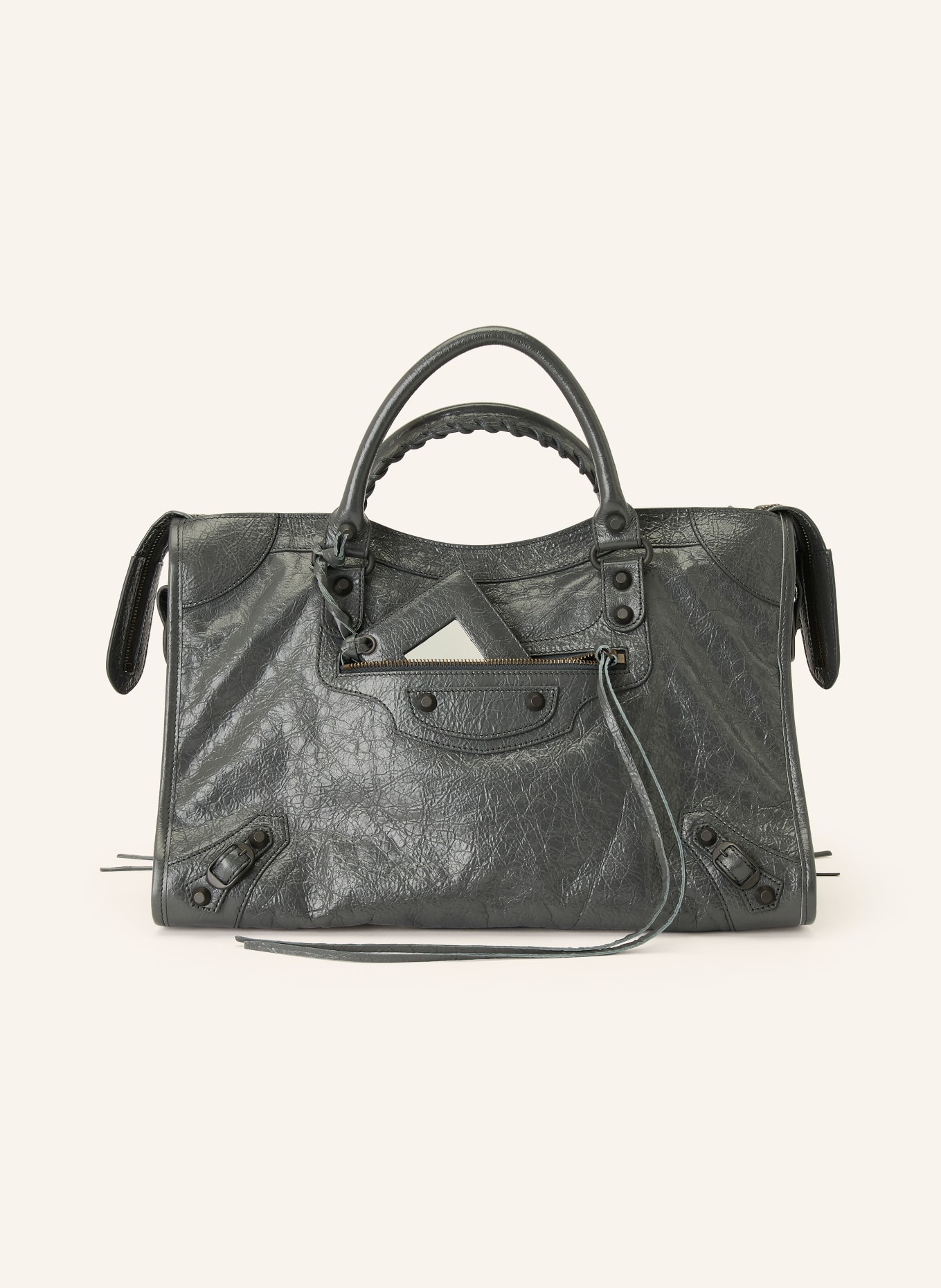 BALENCIAGA Sac à main LE CITY MEDIUM avec rivets: GRIS FONCÉ
