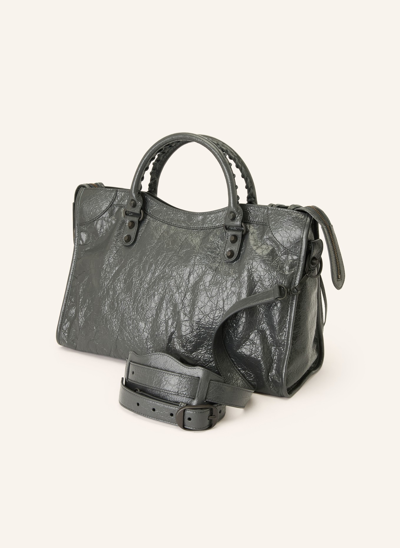 BALENCIAGA Sac à main LE CITY MEDIUM avec rivets: GRIS FONCÉ