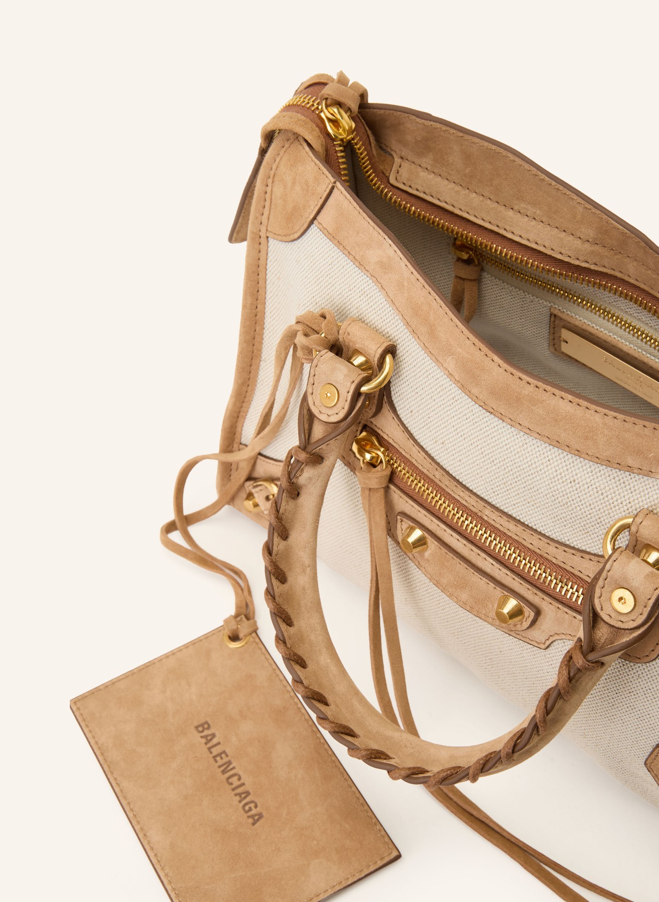 BALENCIAGA Torebka LE CITY BAG SMALL: BEŻOWY / ZŁOTY / KONIAKOWY