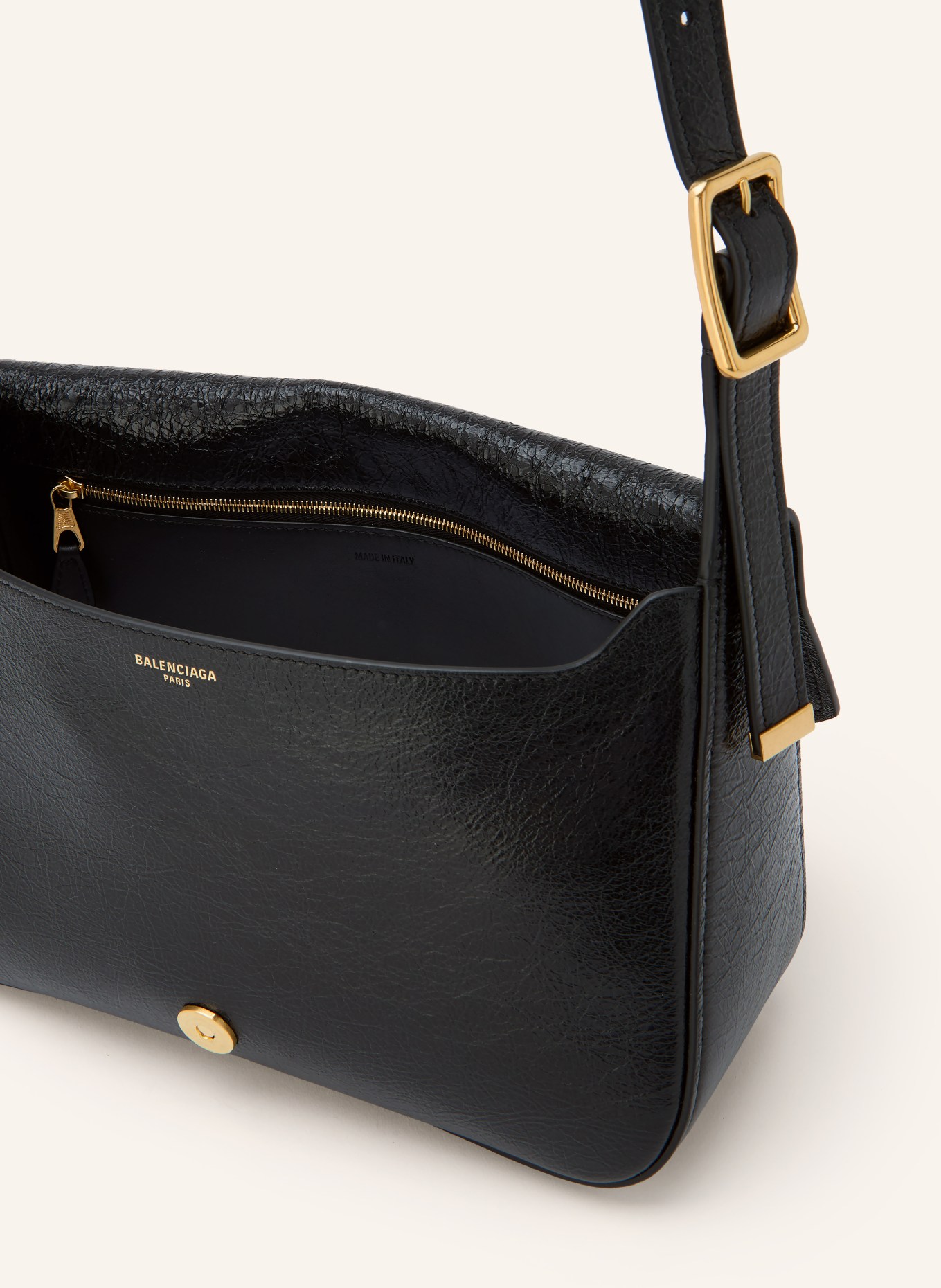BALENCIAGA Schultertasche CLICCA MEDIUM: SCHWARZ / GOLD