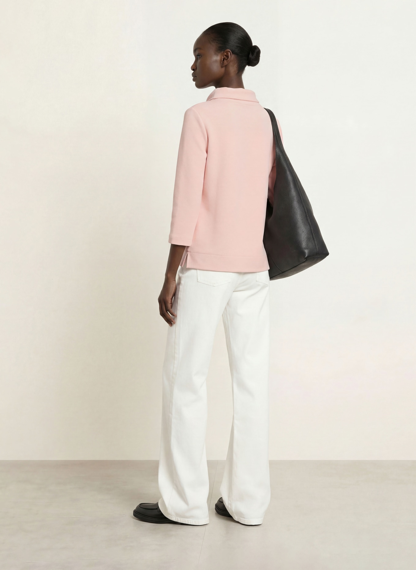 HOBBS BETSY turtleneck top with 3/4 sleeves: LIGHT PINK