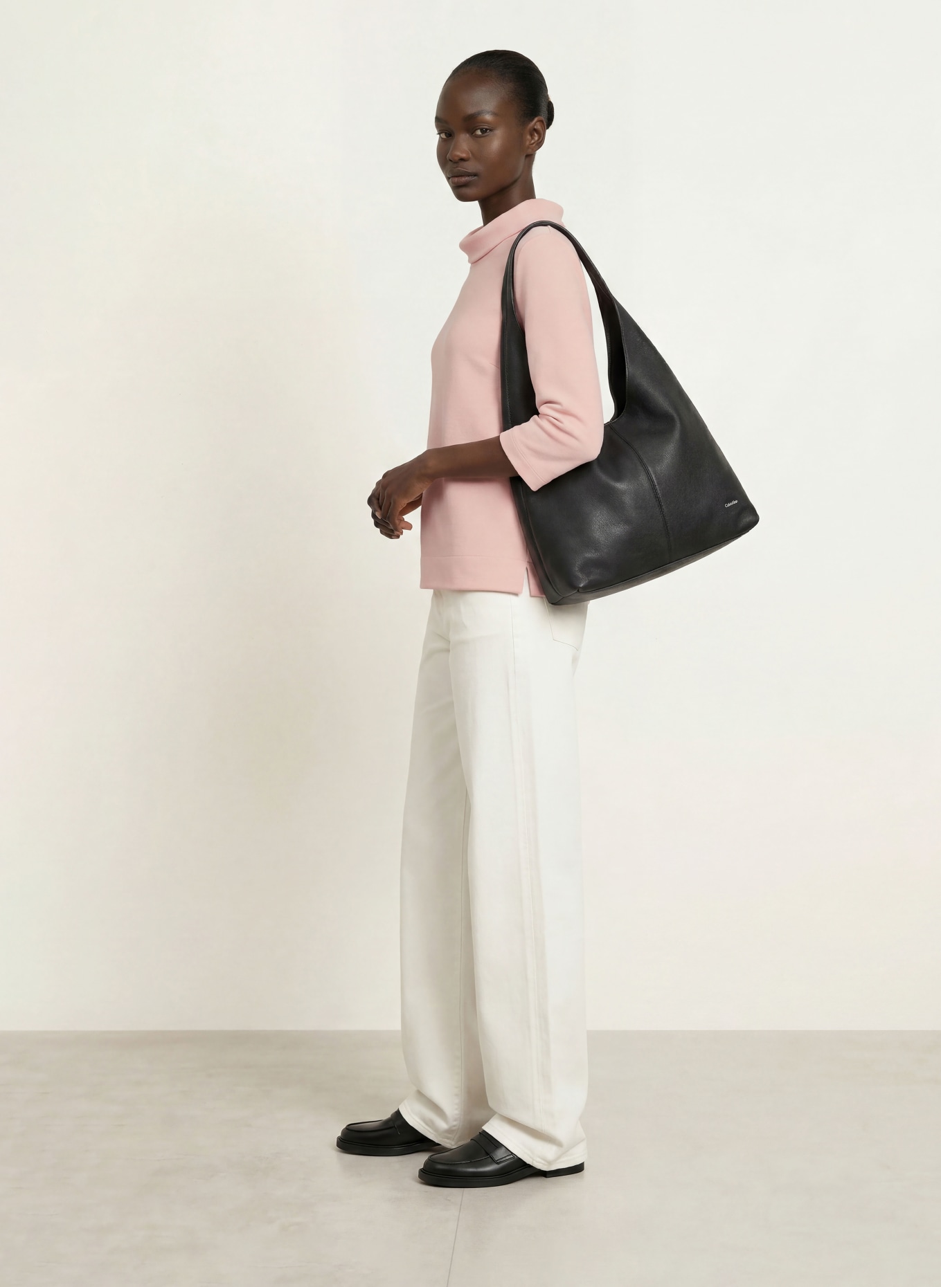 HOBBS BETSY turtleneck top with 3/4 sleeves: LIGHT PINK
