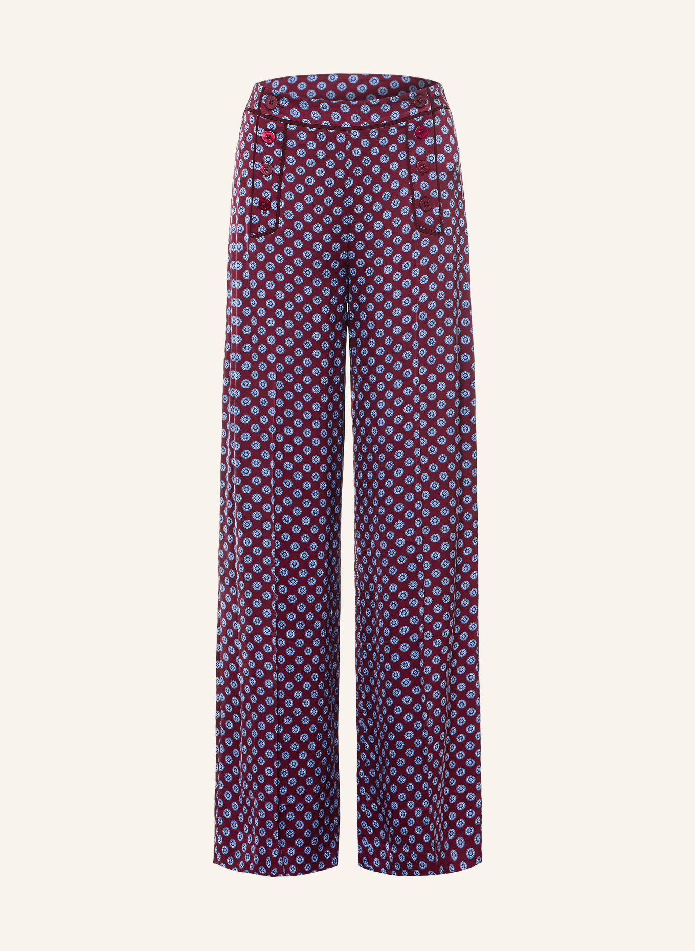 CLAUDIE PIERLOT Marlenehose: DUNKELROT / HELLBLAU / WEISS