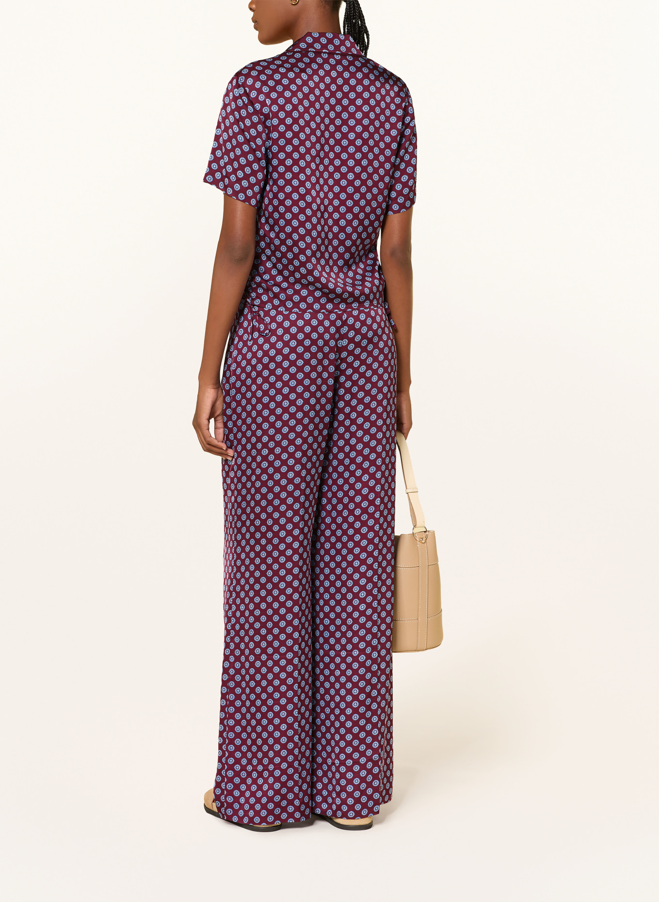 CLAUDIE PIERLOT Marlenehose: DUNKELROT / HELLBLAU / WEISS