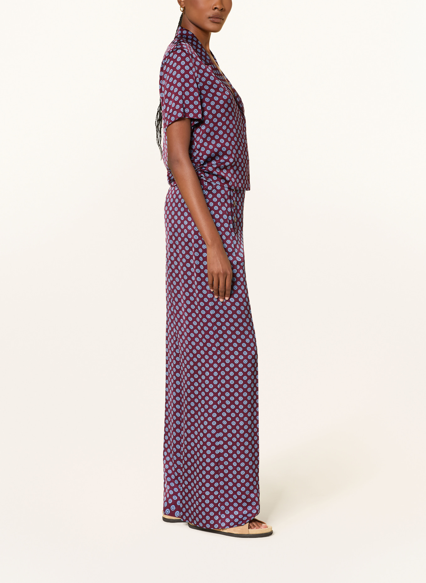 CLAUDIE PIERLOT Marlenehose: DUNKELROT / HELLBLAU / WEISS