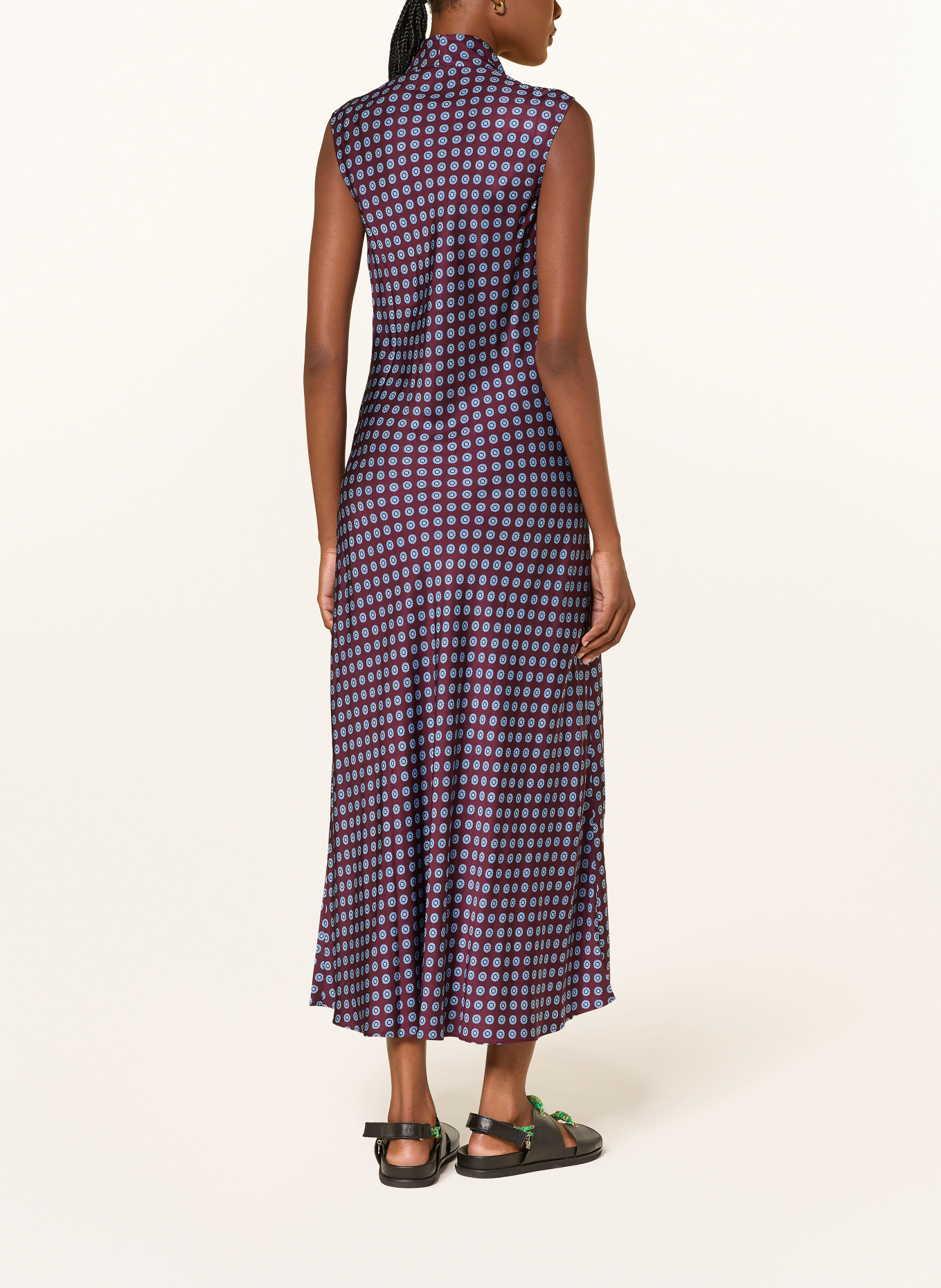 CLAUDIE PIERLOT Schluppenkleid aus Satin mit Spitze: DUNKELROT / HELLBLAU / DUNKELBLAU
