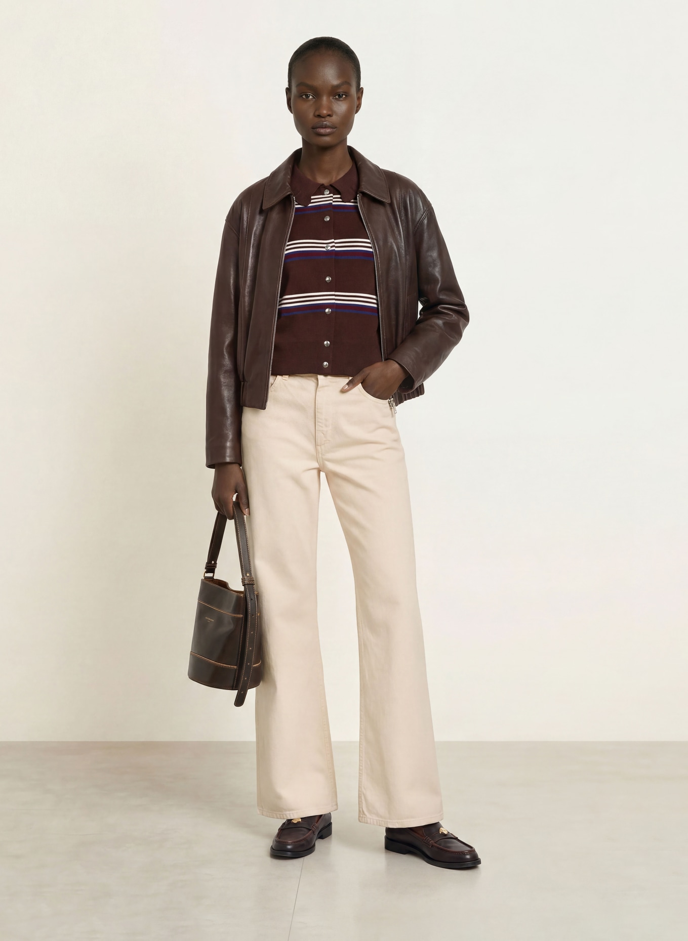 CLAUDIE PIERLOT Wide Leg Jeans: A041 LIGHT BEIGE DENIM