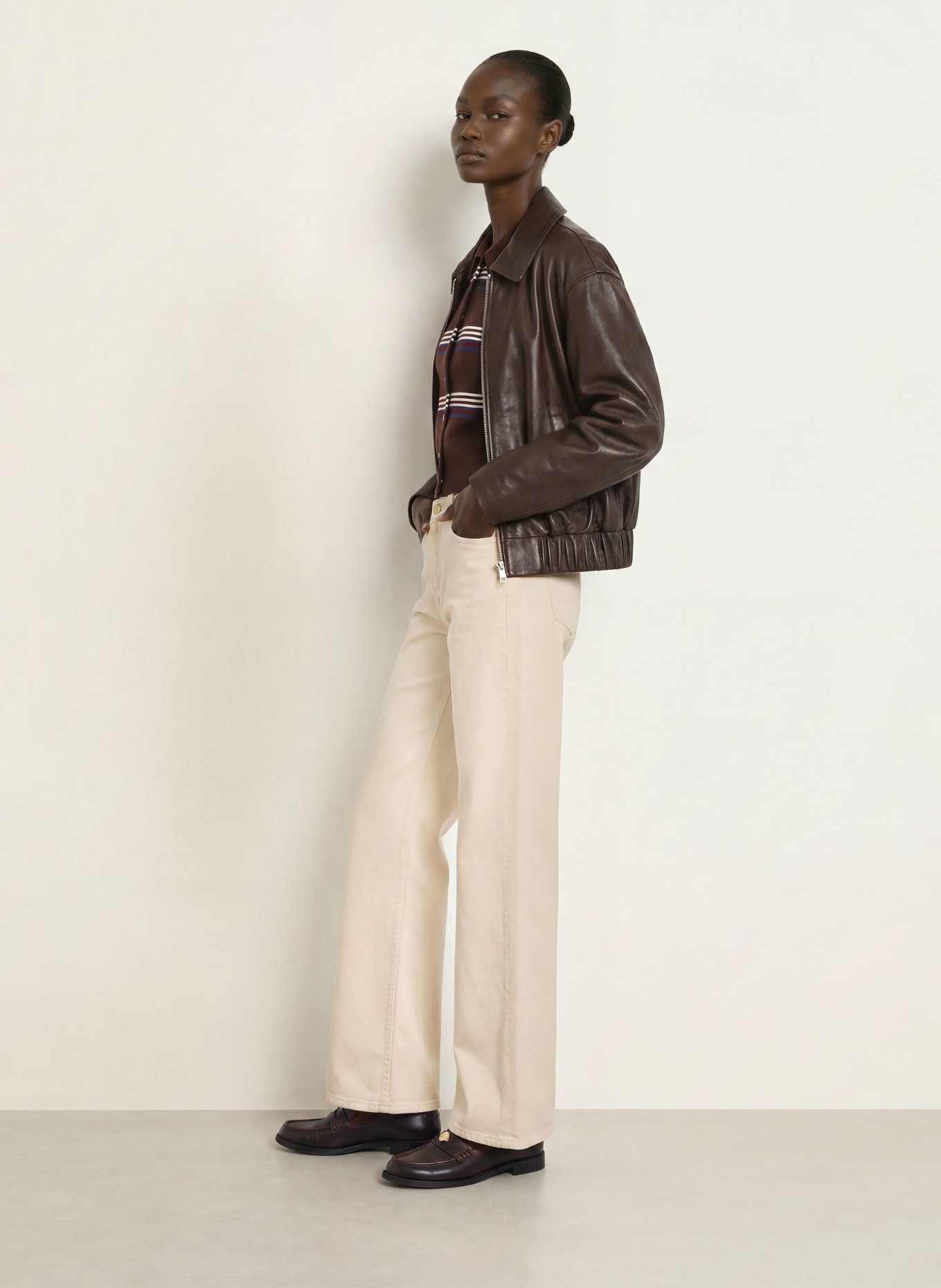 CLAUDIE PIERLOT Wide Leg Jeans: A041 LIGHT BEIGE DENIM