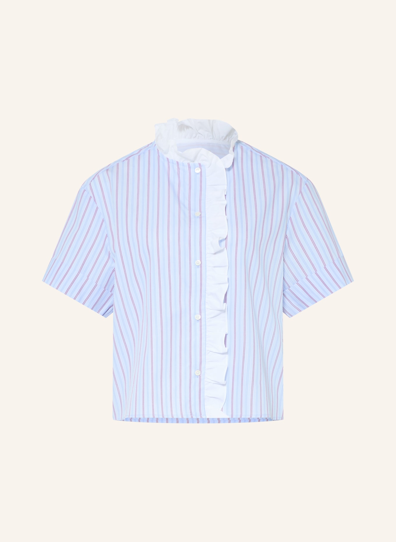 CLAUDIE PIERLOT Bluse mit Rüschen: HELLBLAU / DUNKELLILA / WEISS