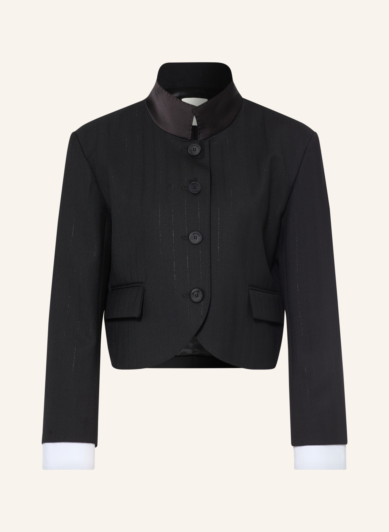 SANDRO Kastenjacke mit Glitzergarn: SCHWARZ / WEISS