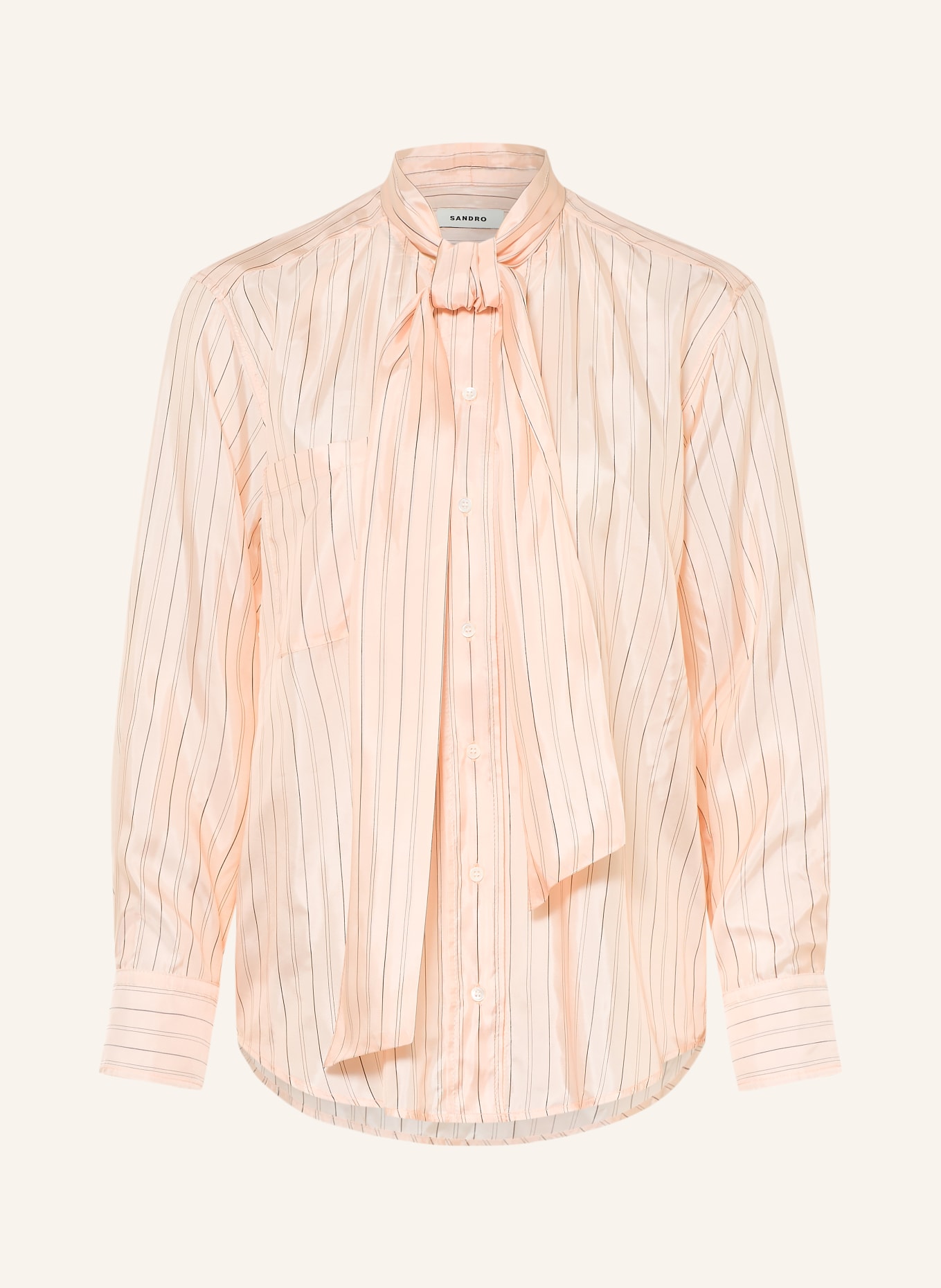 SANDRO Schluppenbluse aus Satin: HELLROSA / SCHWARZ