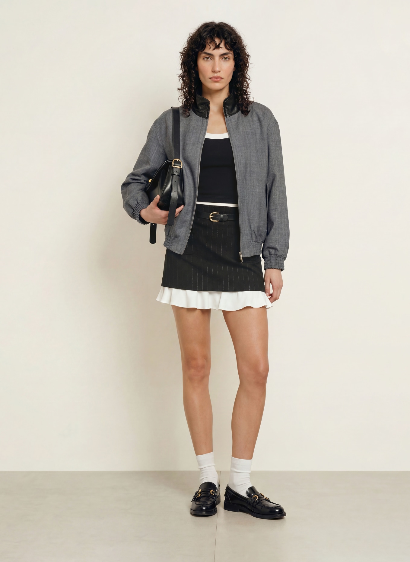 SANDRO Blouson: GRAU / SCHWARZ