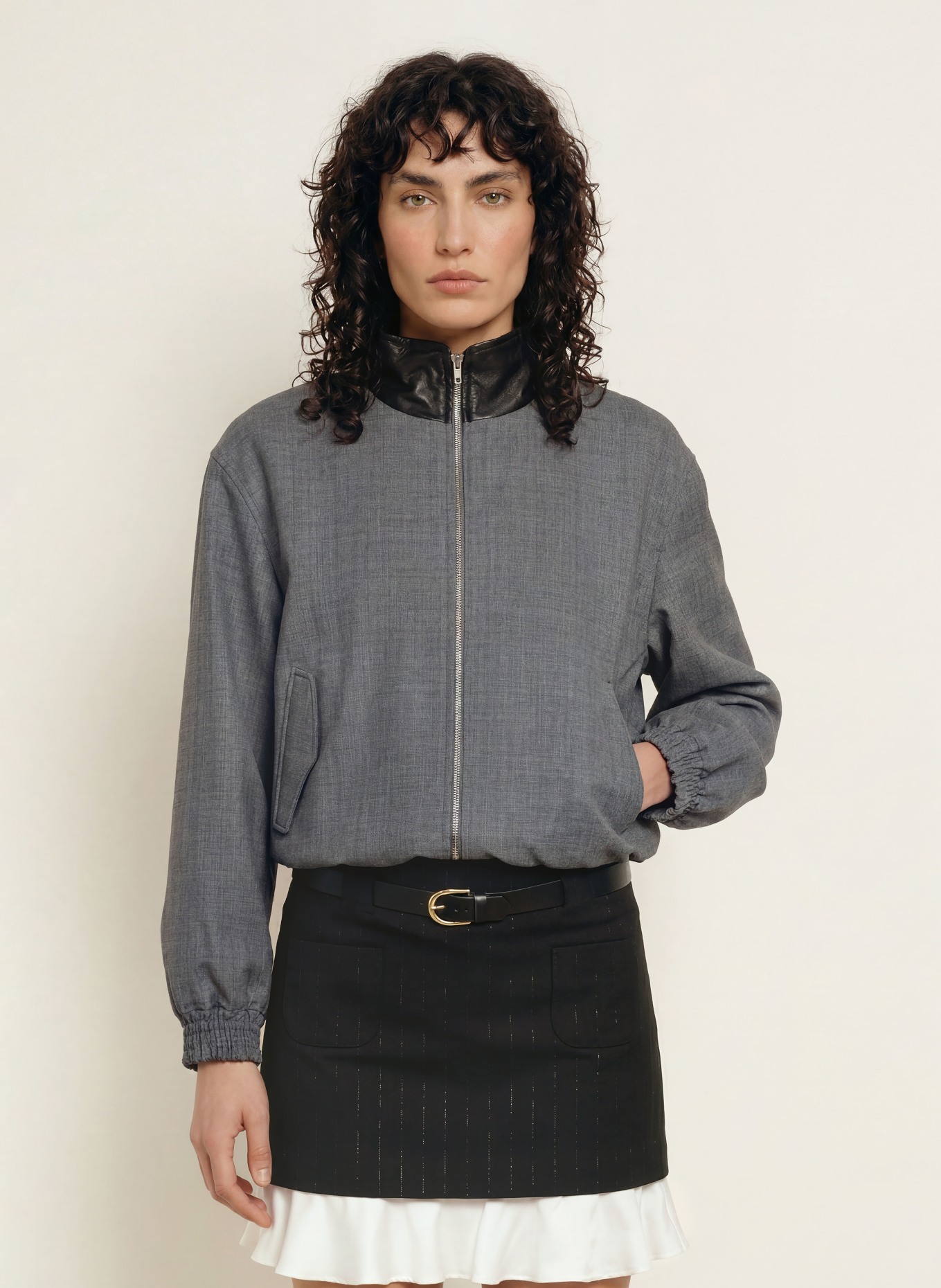 SANDRO Blouson: GRAU / SCHWARZ