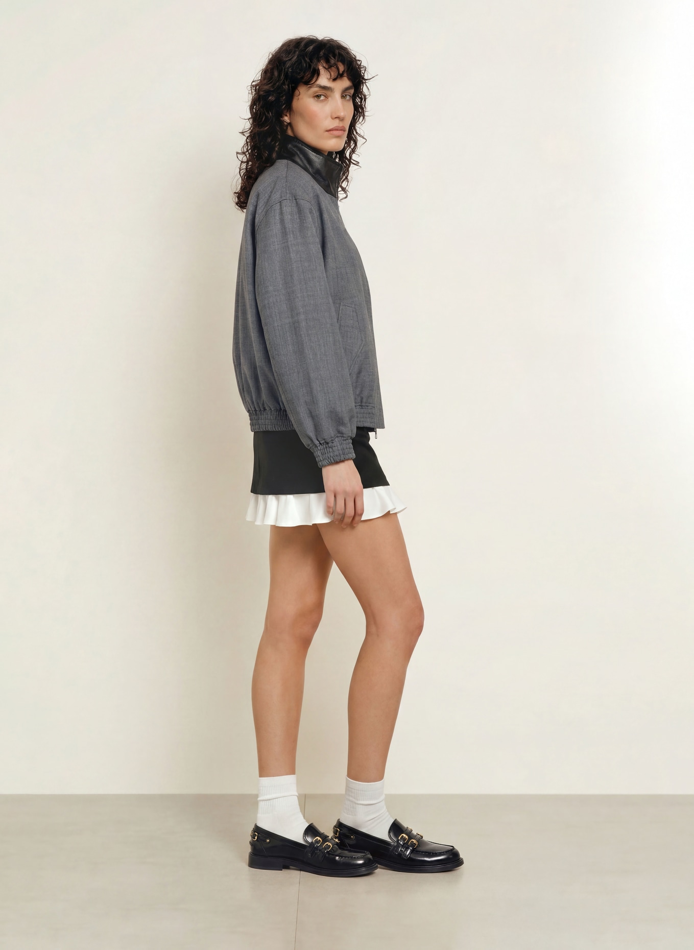 SANDRO Blouson: GRAU / SCHWARZ