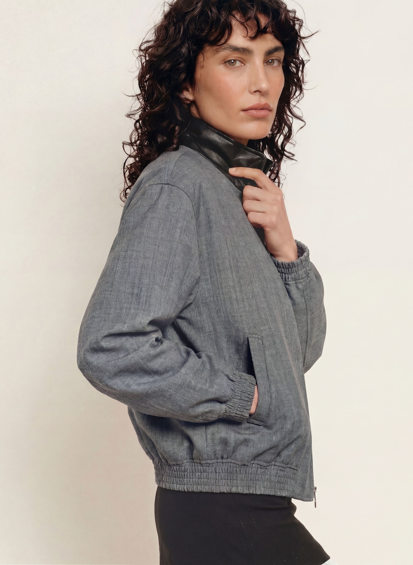 SANDRO Blouson: GRAU / SCHWARZ