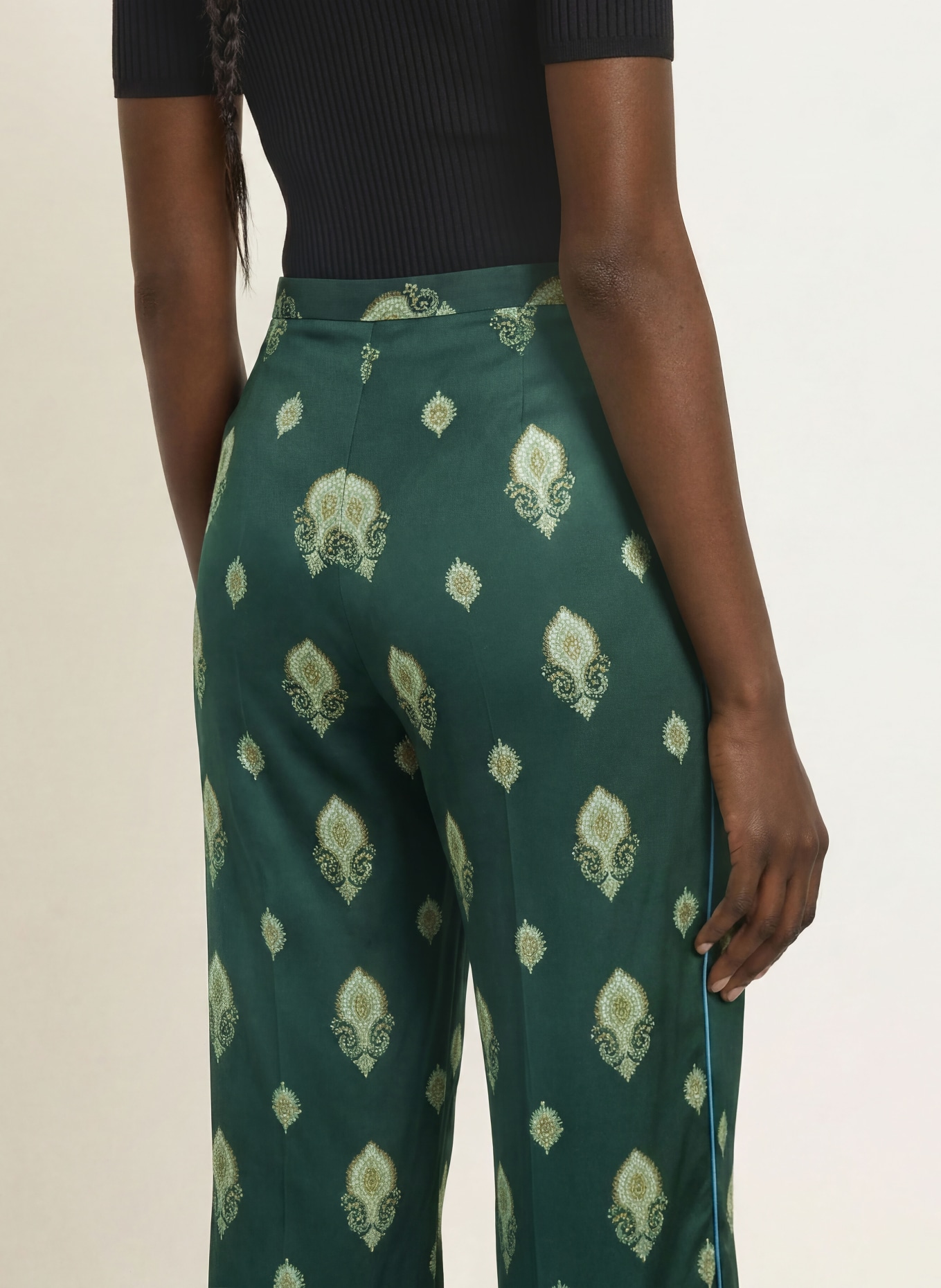SANDRO Satinhose: DUNKELGRÜN / BRAUN / MINT