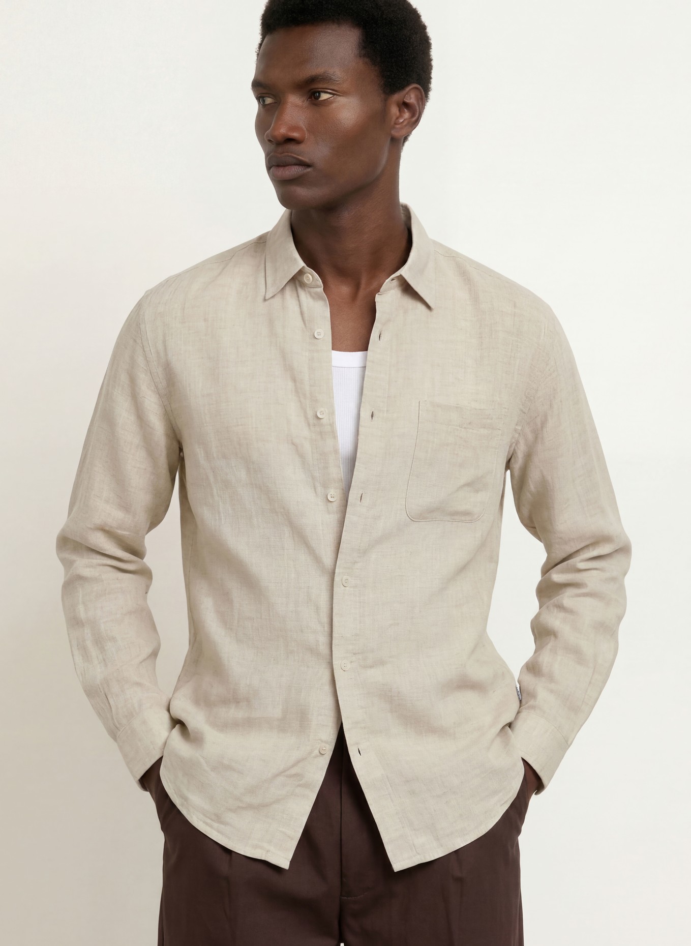 NN.07 Leinenhemd DINO Comfort Fit: BEIGE