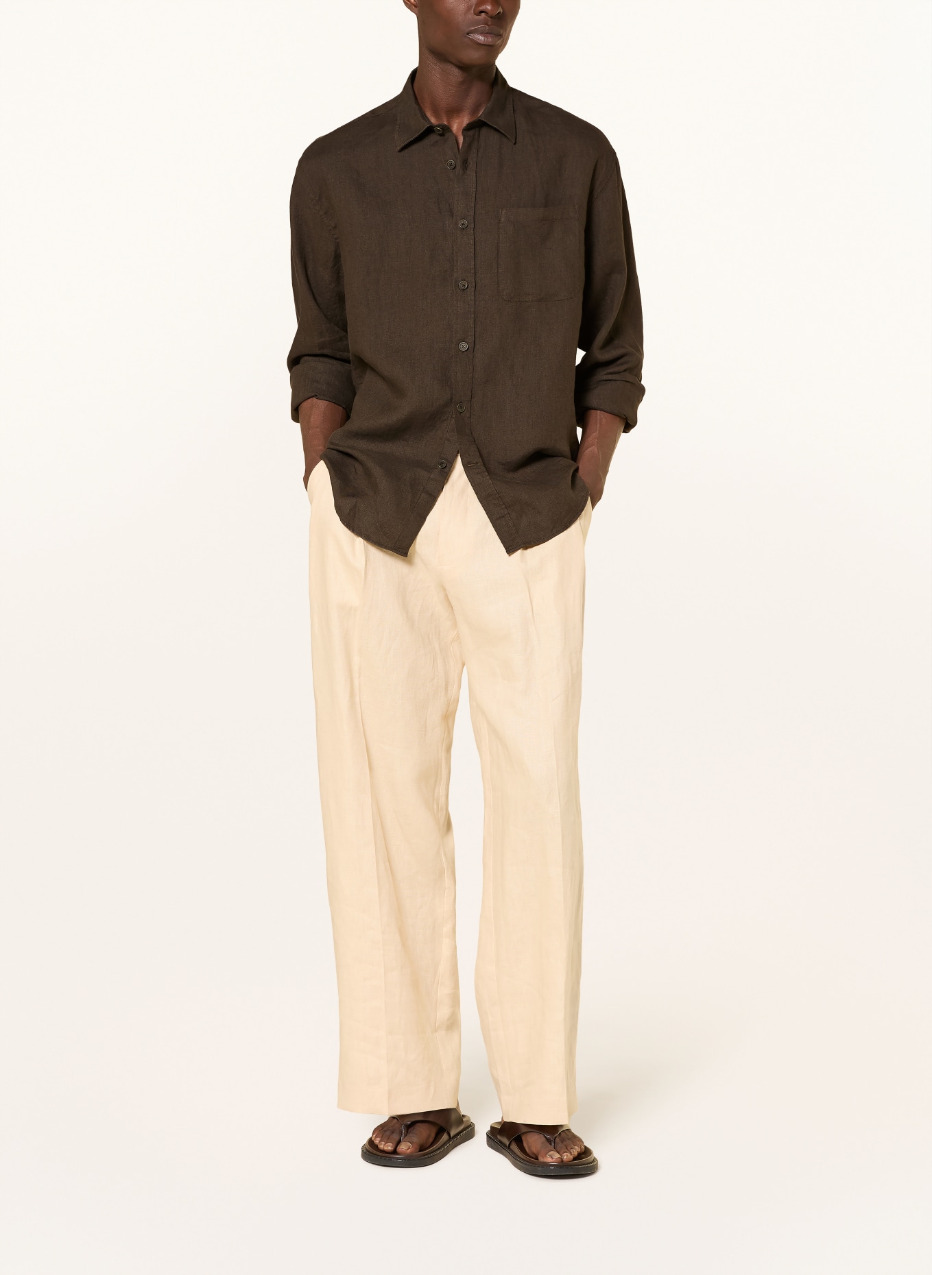 NN.07 Koszula lniana DINO Comfort Fit: KHAKI
