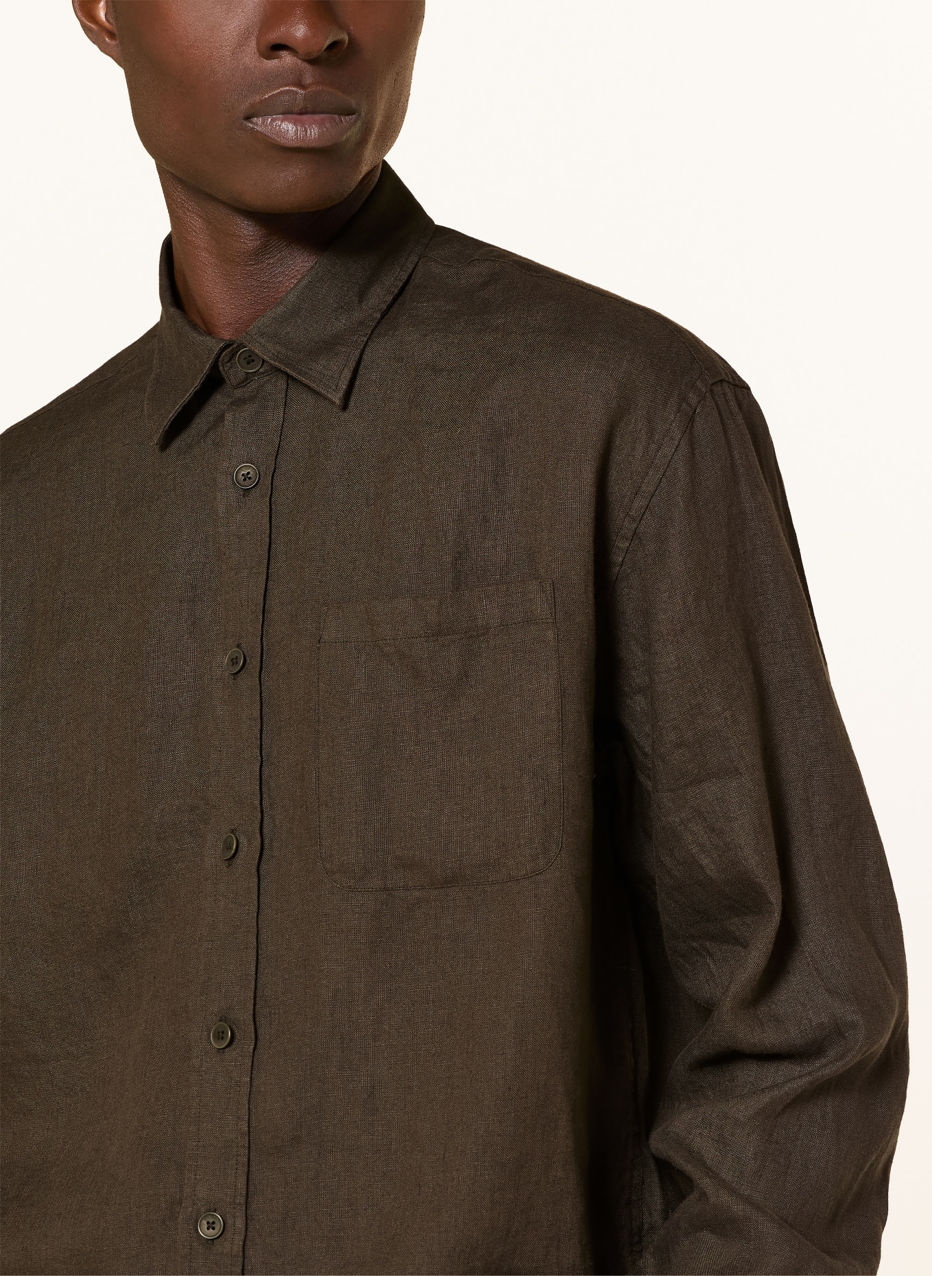 NN.07 Koszula lniana DINO Comfort Fit: KHAKI