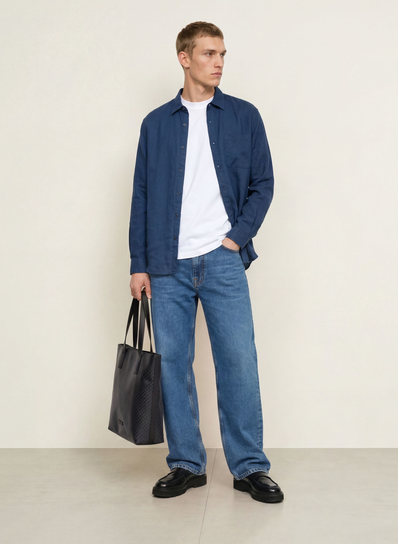 NN.07 Leinenhemd DINO Comfort Fit: DUNKELBLAU