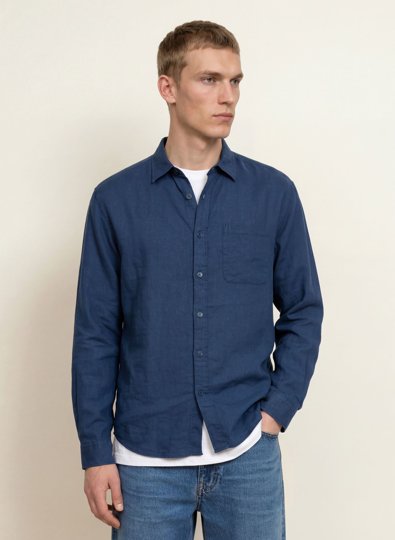 NN.07 Leinenhemd DINO Comfort Fit: DUNKELBLAU