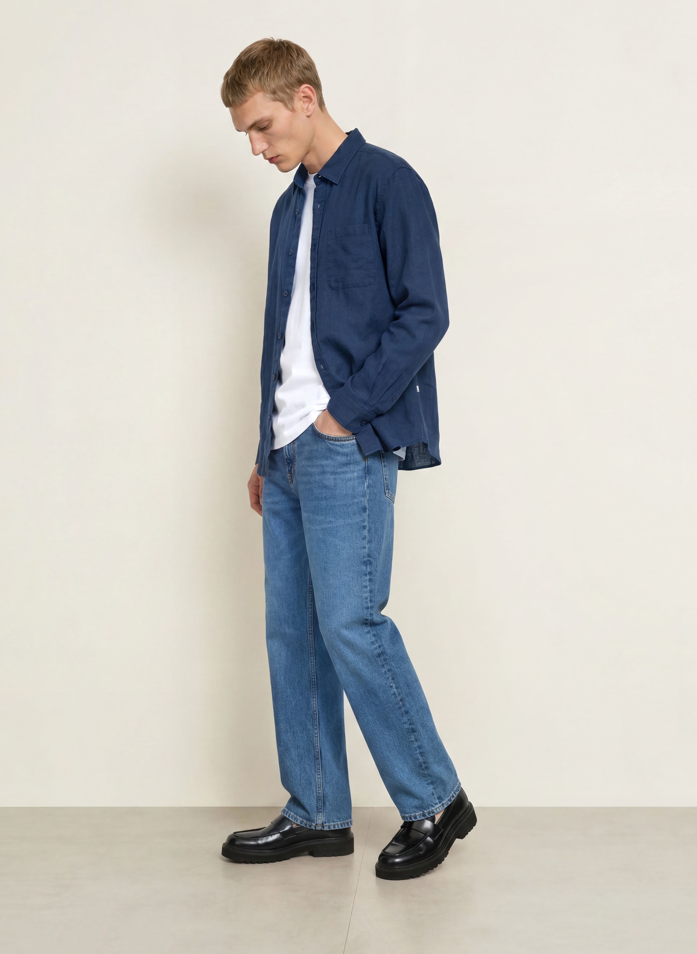 NN.07 Leinenhemd DINO Comfort Fit: DUNKELBLAU