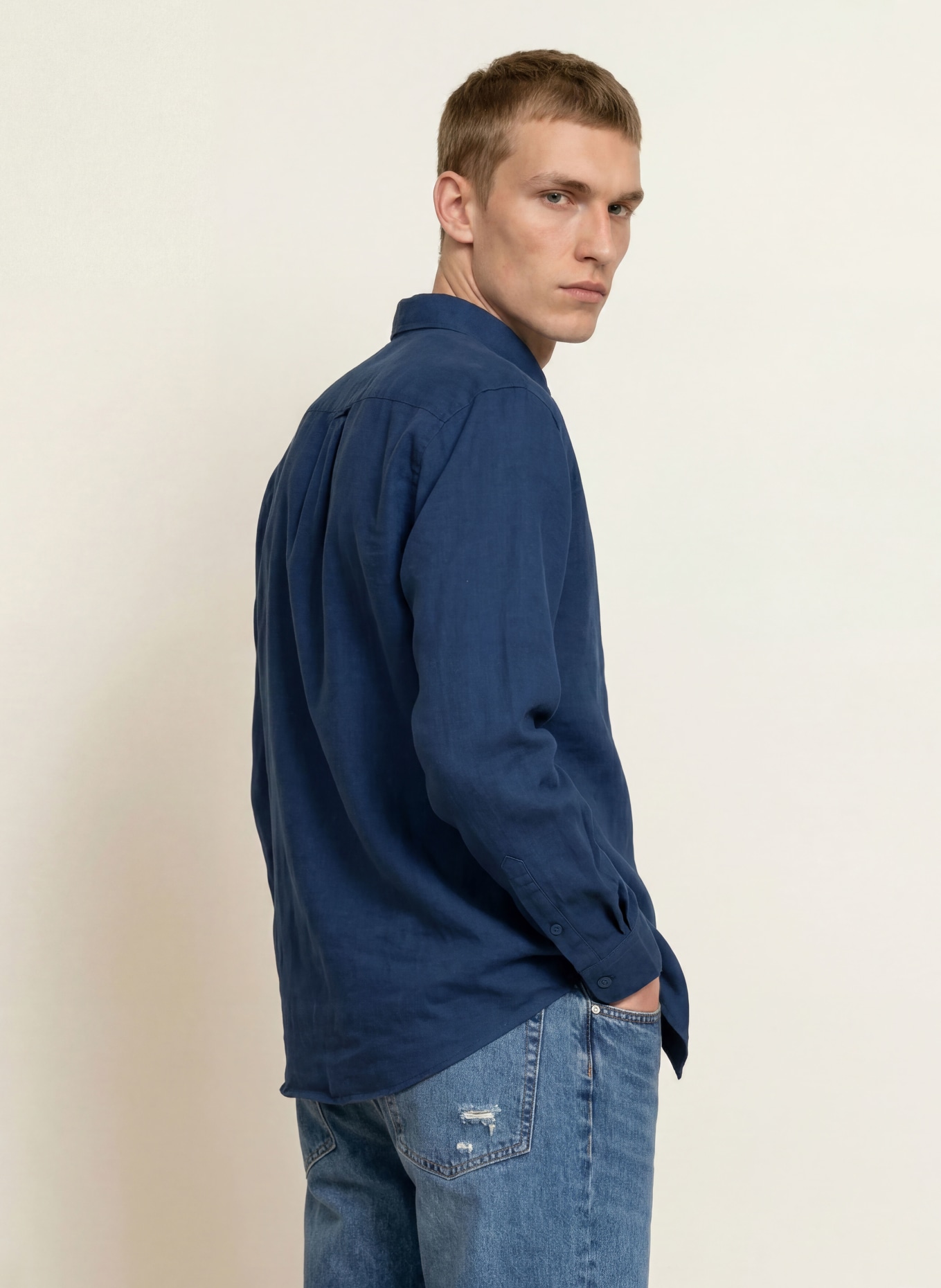 NN.07 Leinenhemd DINO Comfort Fit: DUNKELBLAU