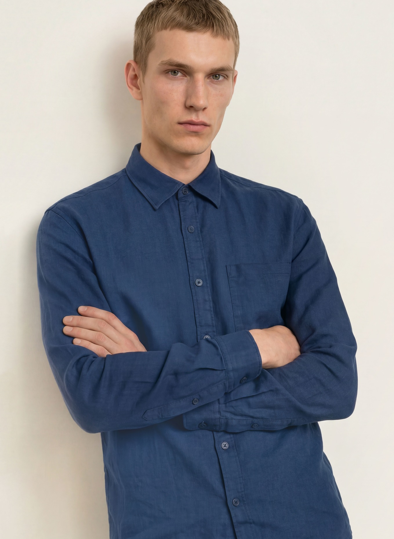 NN.07 Leinenhemd DINO Comfort Fit: DUNKELBLAU