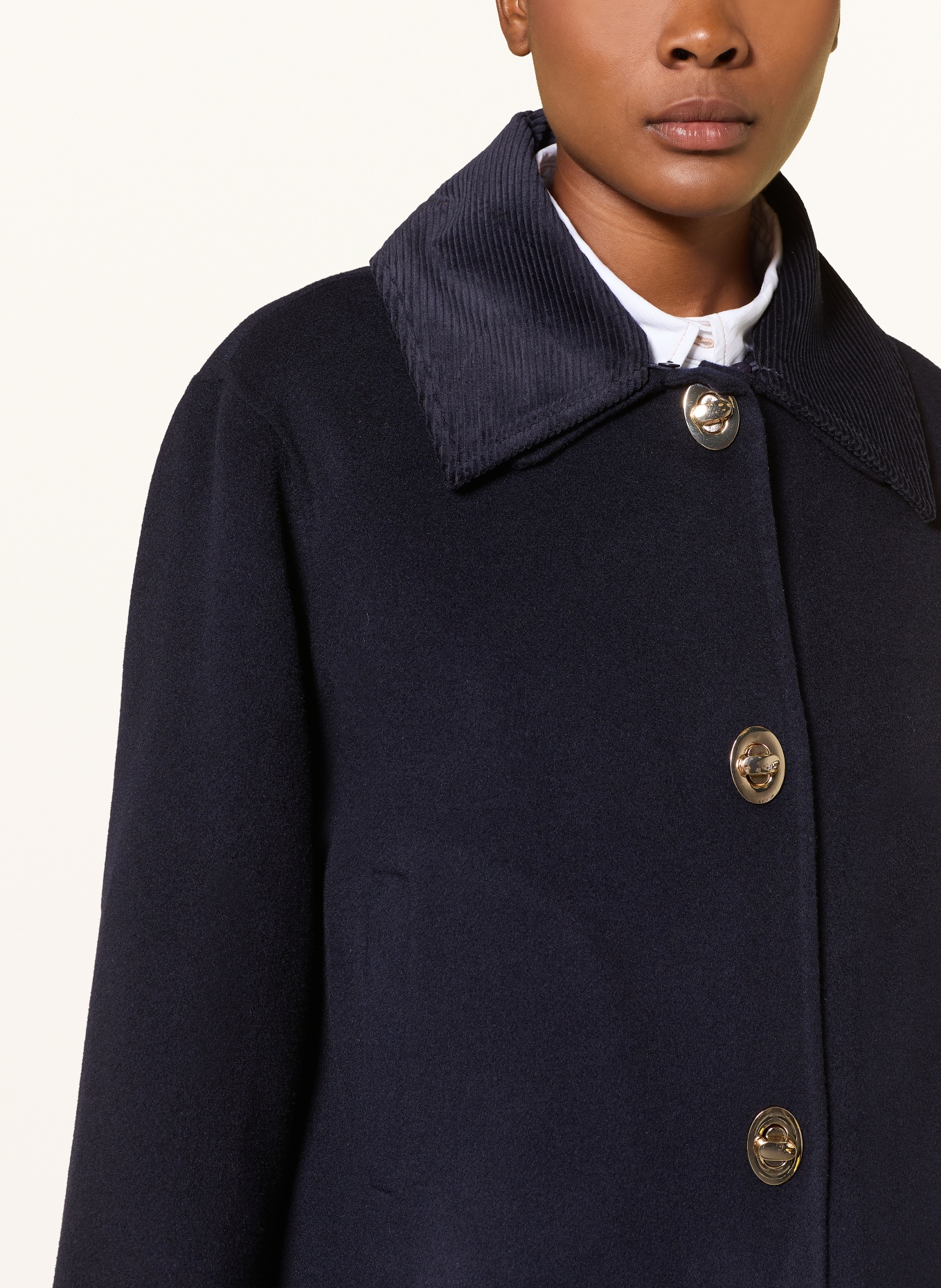 CLAUDIE PIERLOT Kastenjacke mit abnehmbarem Kragen: DUNKELBLAU