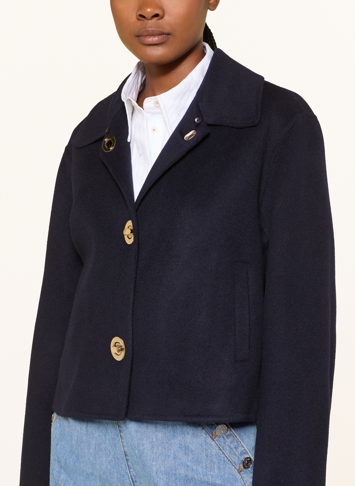 CLAUDIE PIERLOT Kastenjacke mit abnehmbarem Kragen: DUNKELBLAU