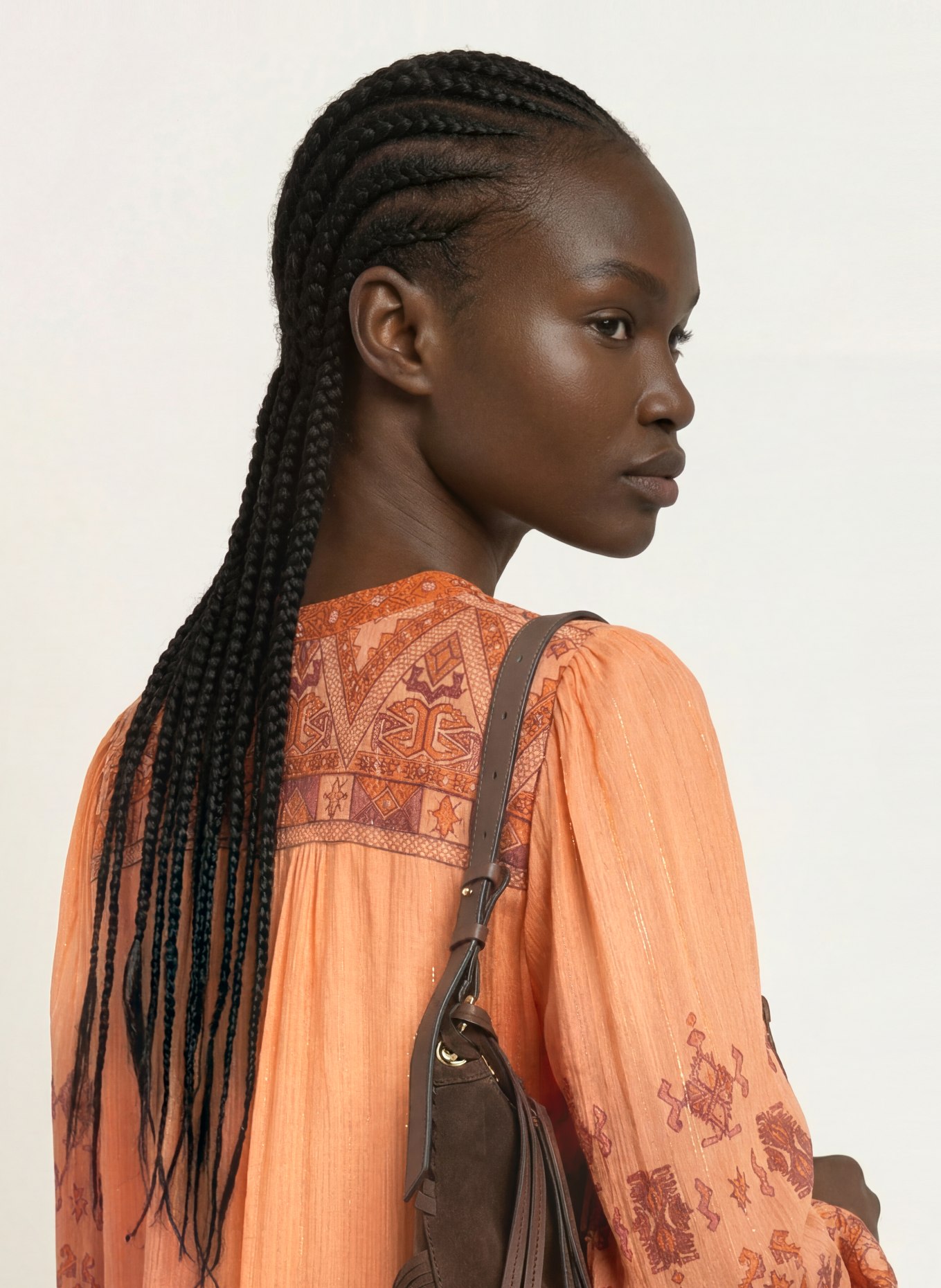 ba&sh Kleid ZOLA mit Glitzergarn: HELLORANGE / DUNKELROT / ORANGE