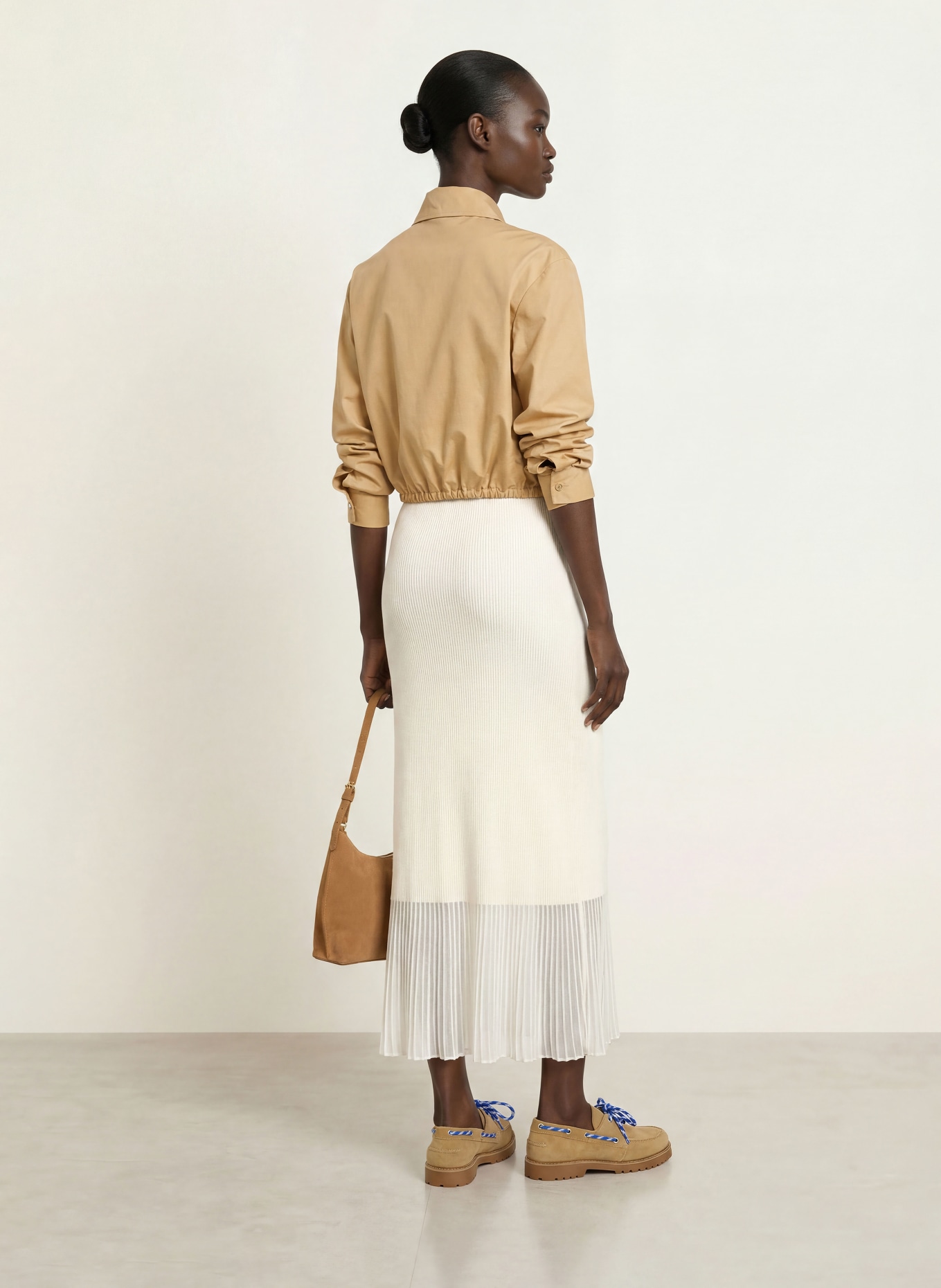 CLAUDIE PIERLOT Strickrock mit Plissees: CREME