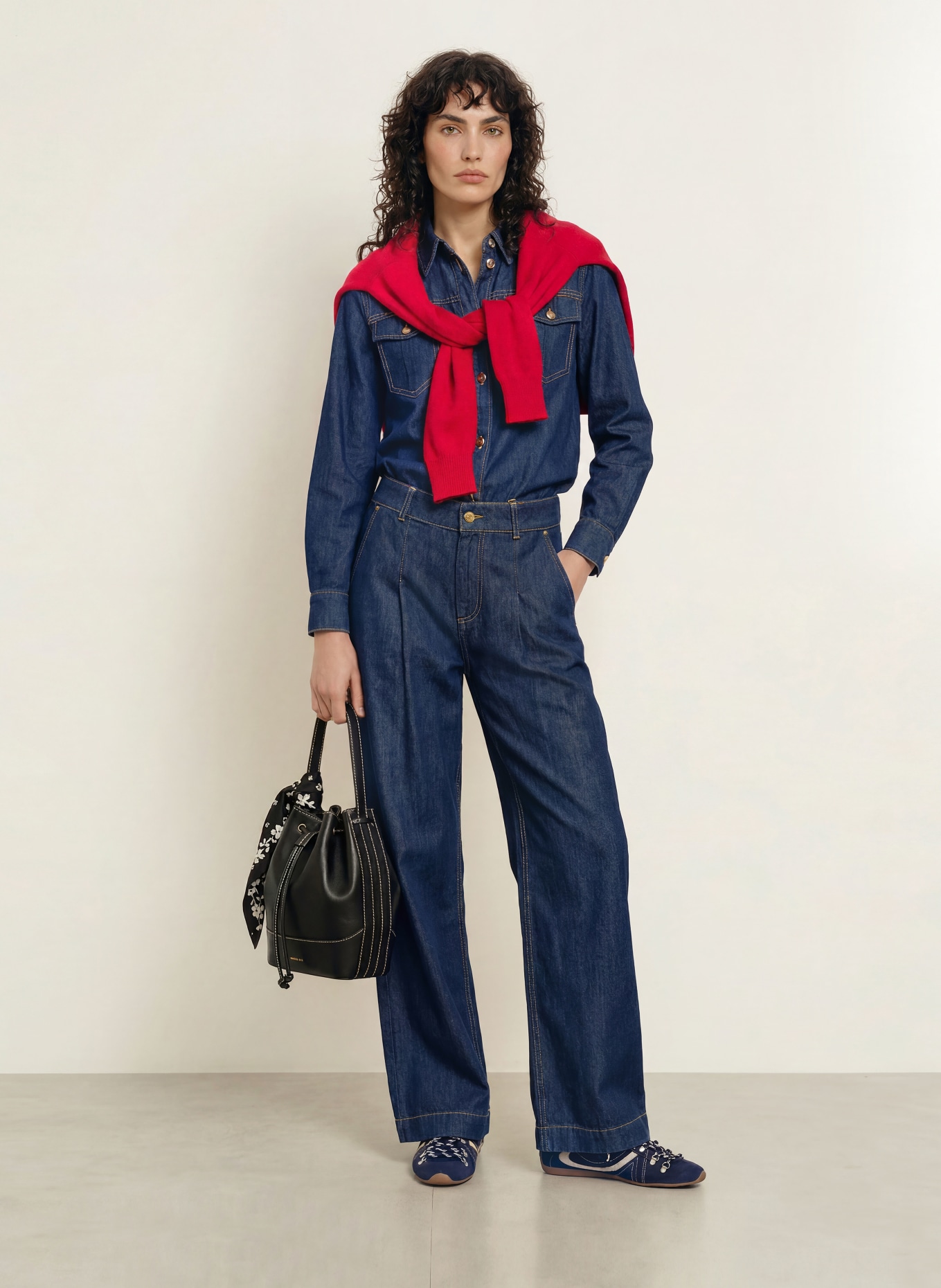 CLAUDIE PIERLOT Jeansy wide leg: 0017 BLUE DENIM