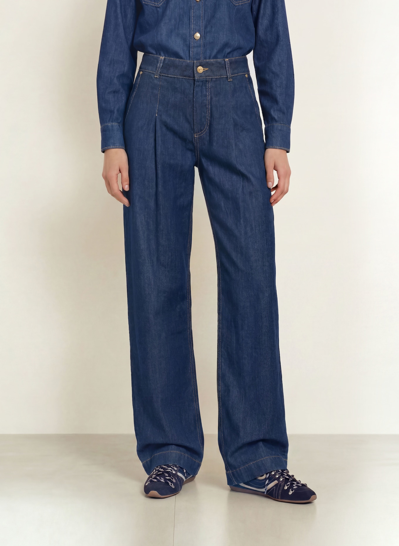 CLAUDIE PIERLOT Jeansy wide leg: 0017 BLUE DENIM