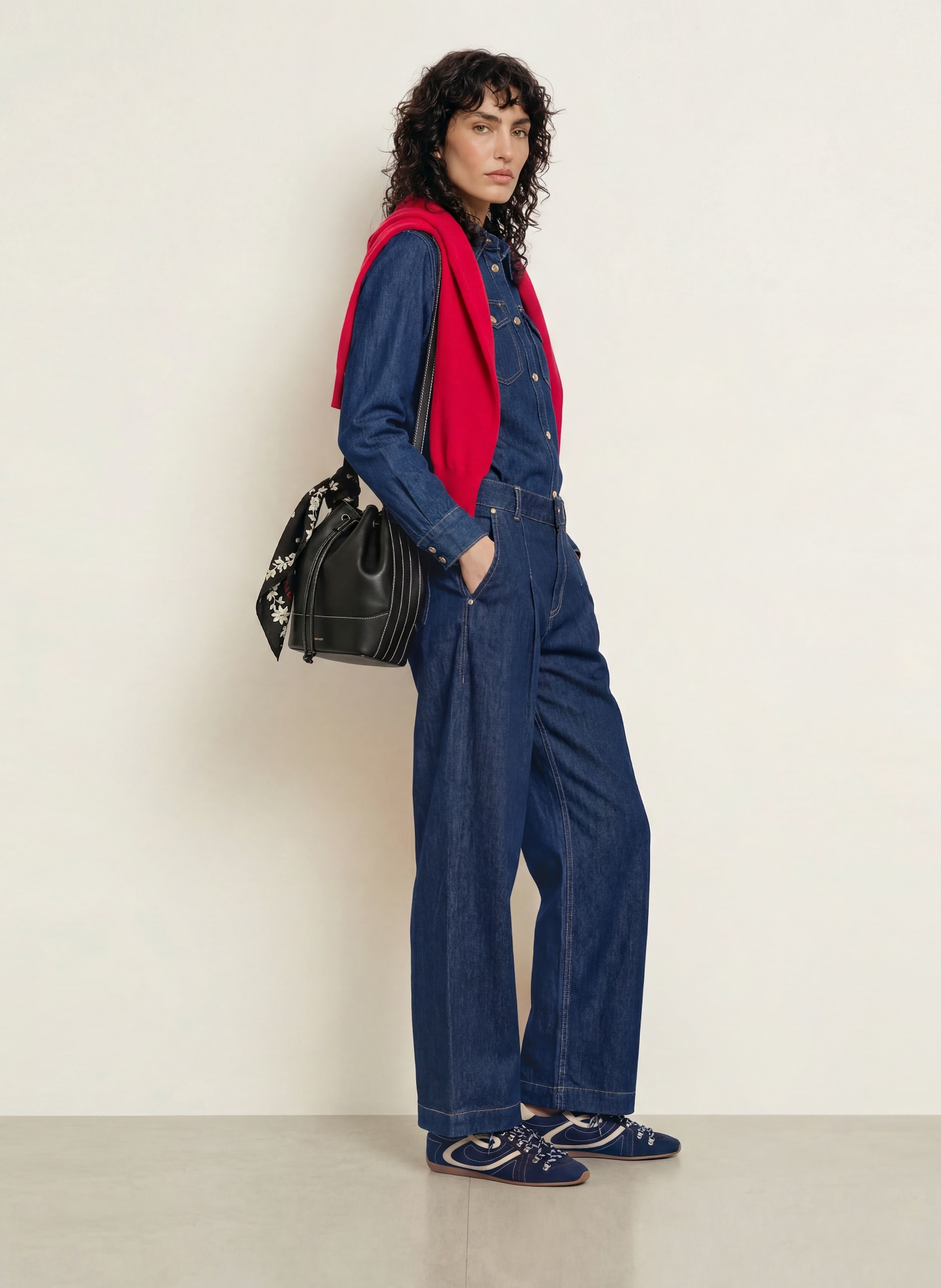 CLAUDIE PIERLOT Jeansy wide leg: 0017 BLUE DENIM