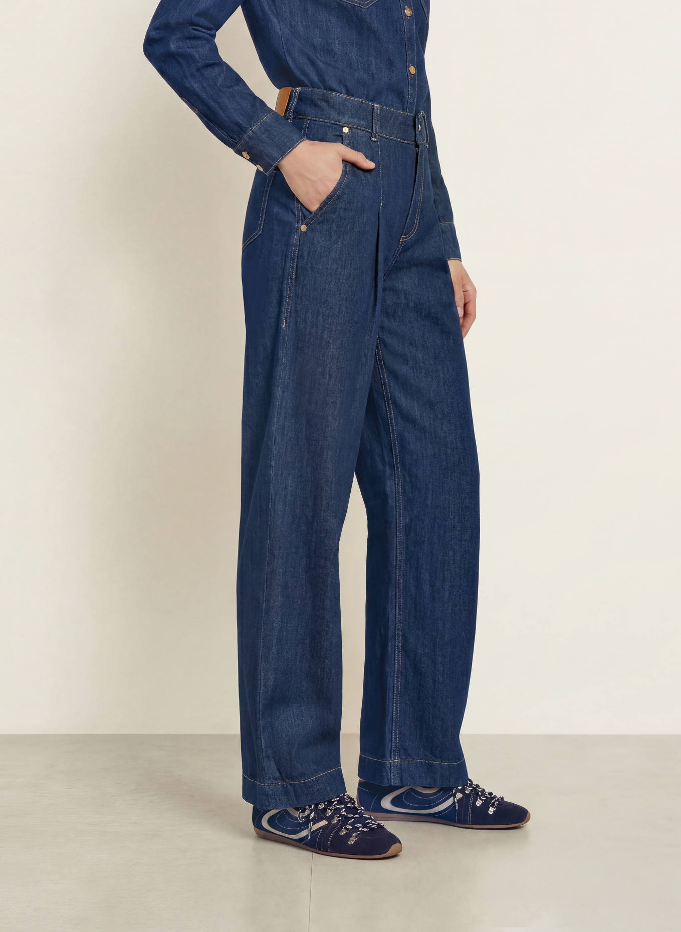 CLAUDIE PIERLOT Jeansy wide leg: 0017 BLUE DENIM
