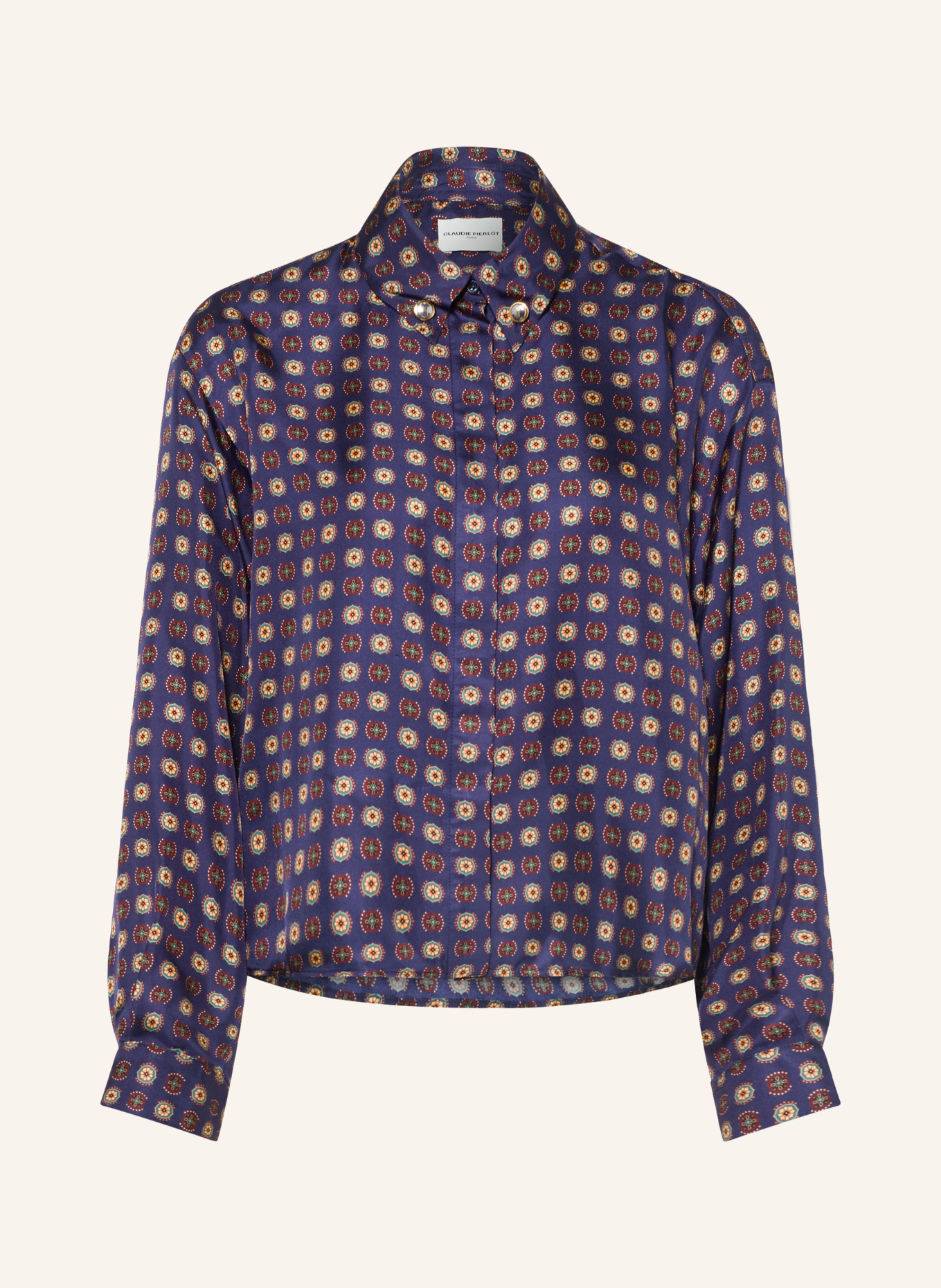 CLAUDIE PIERLOT Hemdbluse aus Seide: DUNKELBLAU / DUNKELROT / PETROL