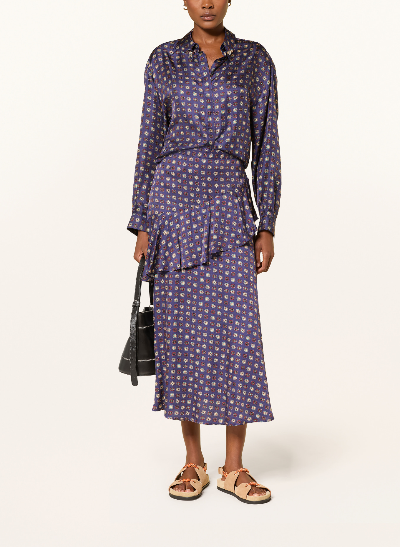 CLAUDIE PIERLOT Hemdbluse aus Seide: DUNKELBLAU / DUNKELROT / PETROL