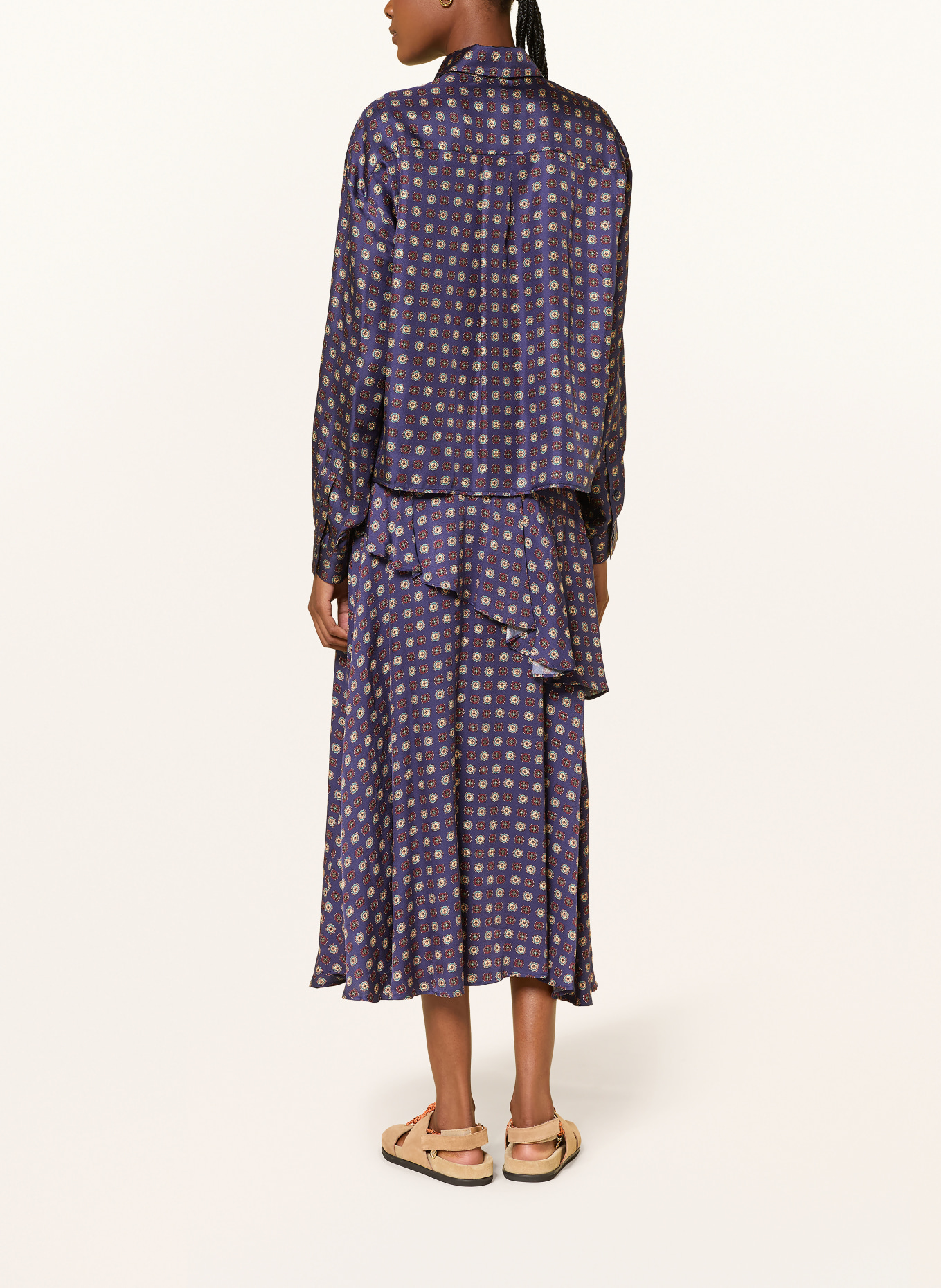 CLAUDIE PIERLOT Hemdbluse aus Seide: DUNKELBLAU / DUNKELROT / PETROL