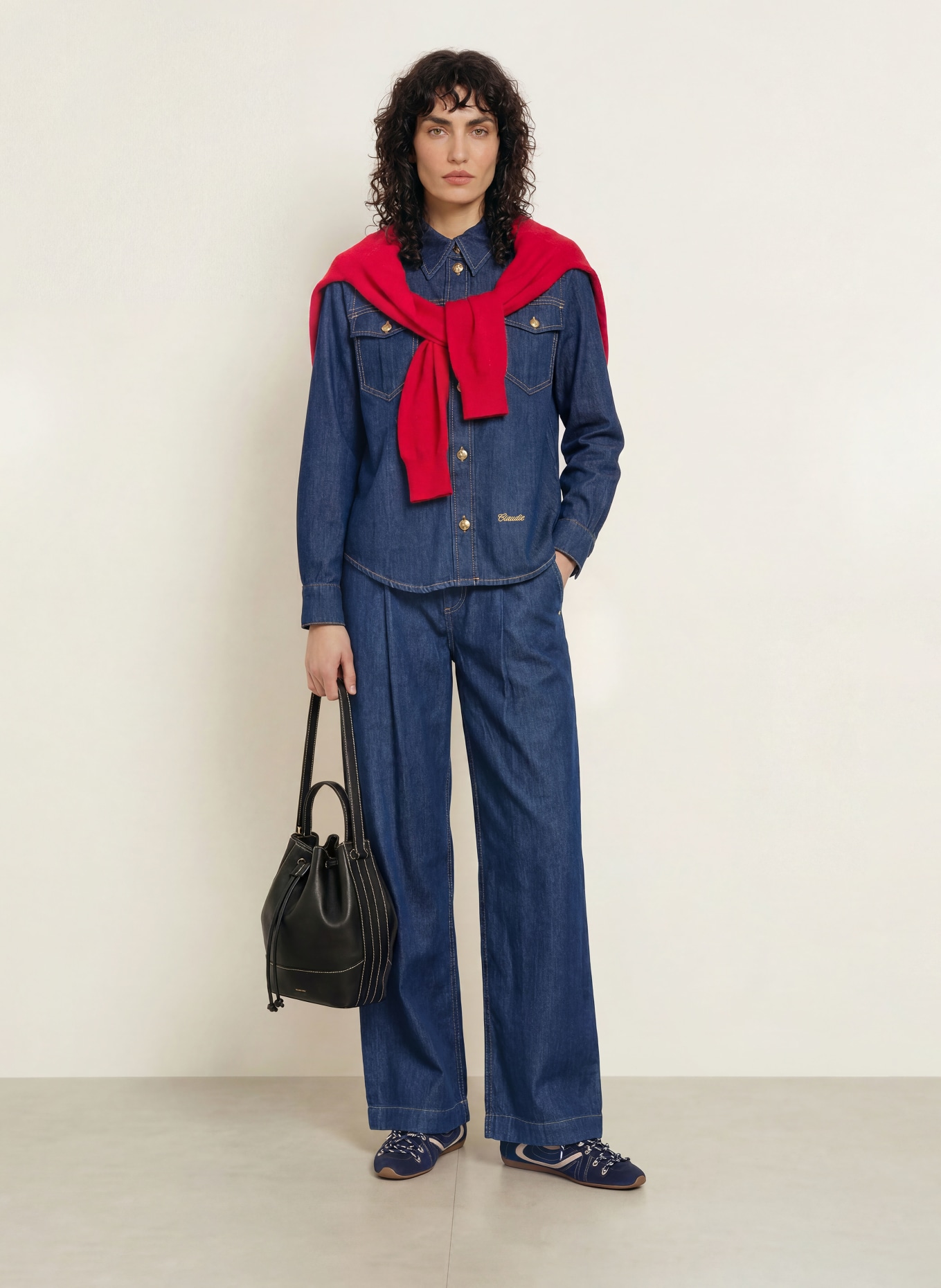 CLAUDIE PIERLOT Jeansbluse: DUNKELBLAU
