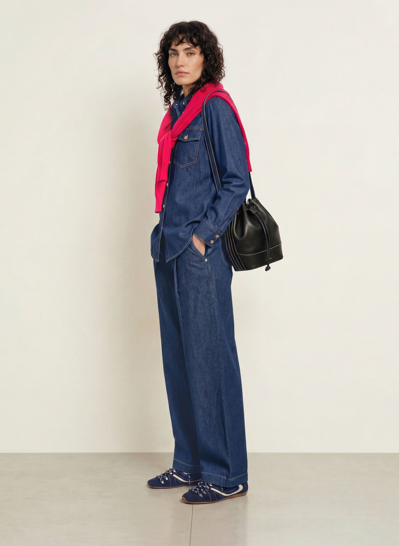 CLAUDIE PIERLOT Jeansbluse: DUNKELBLAU