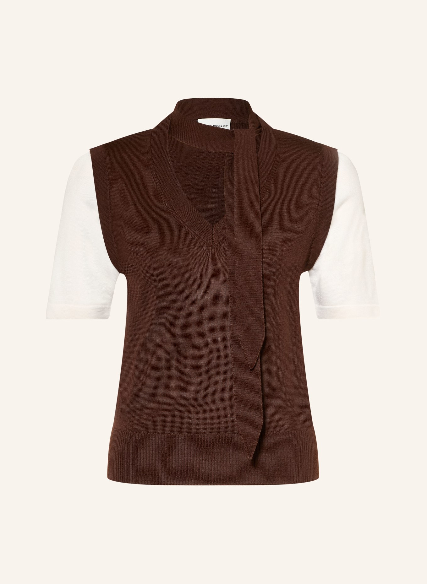 CLAUDIE PIERLOT Strickshirt: DUNKELBRAUN / WEISS