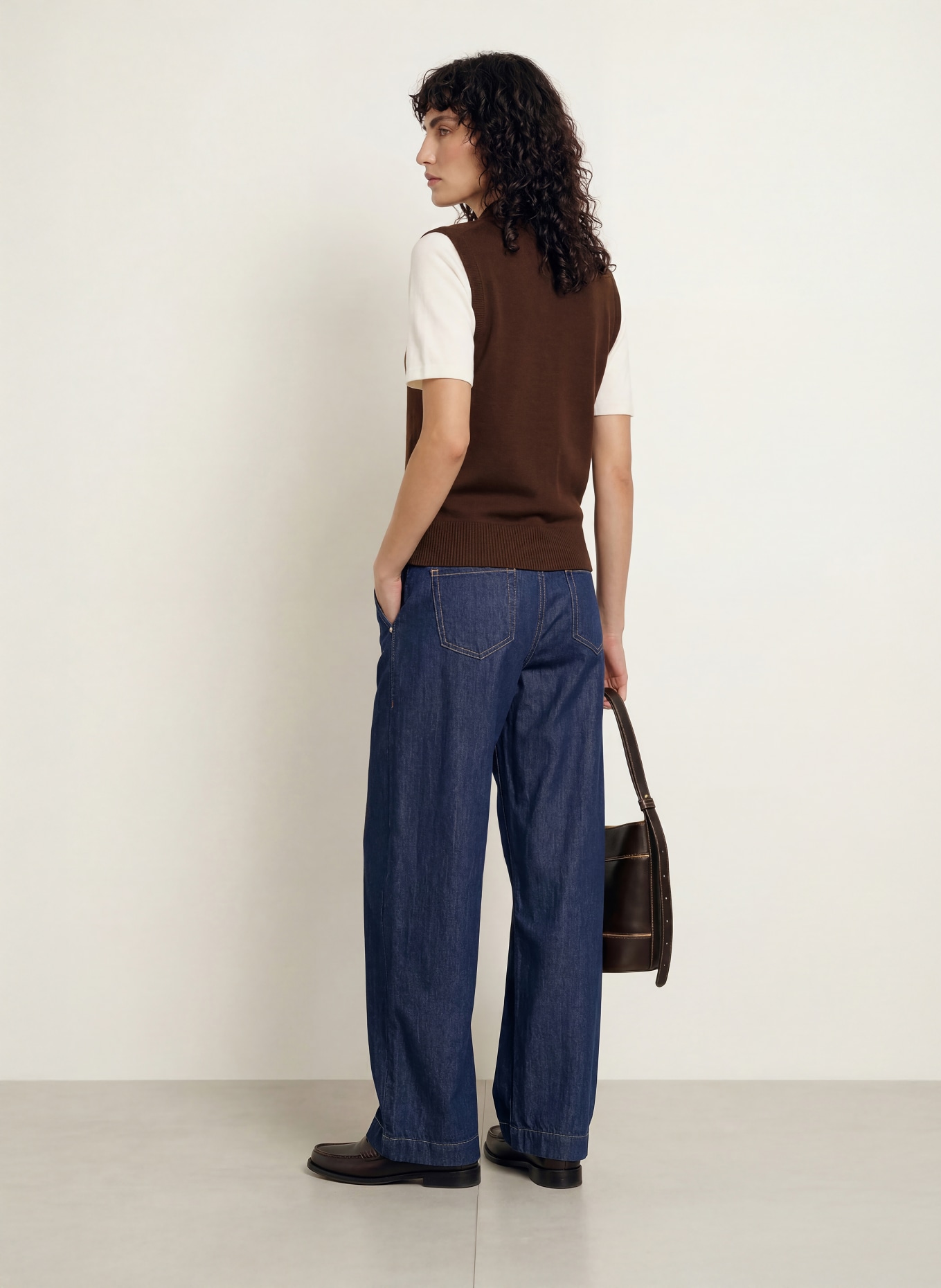 CLAUDIE PIERLOT Strickshirt: DUNKELBRAUN / WEISS