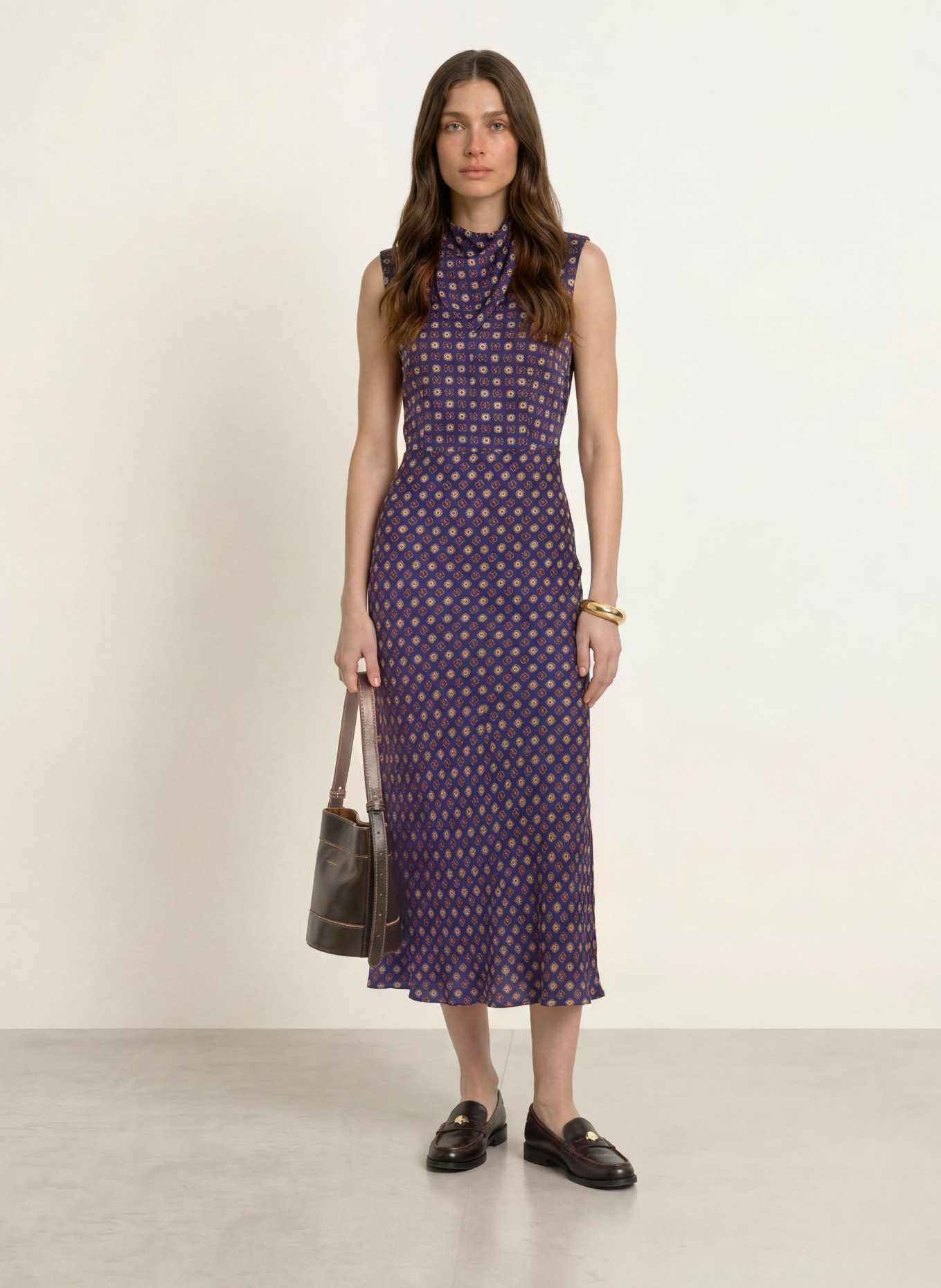 CLAUDIE PIERLOT Kleid: DUNKELBLAU / BRAUN / BEIGE