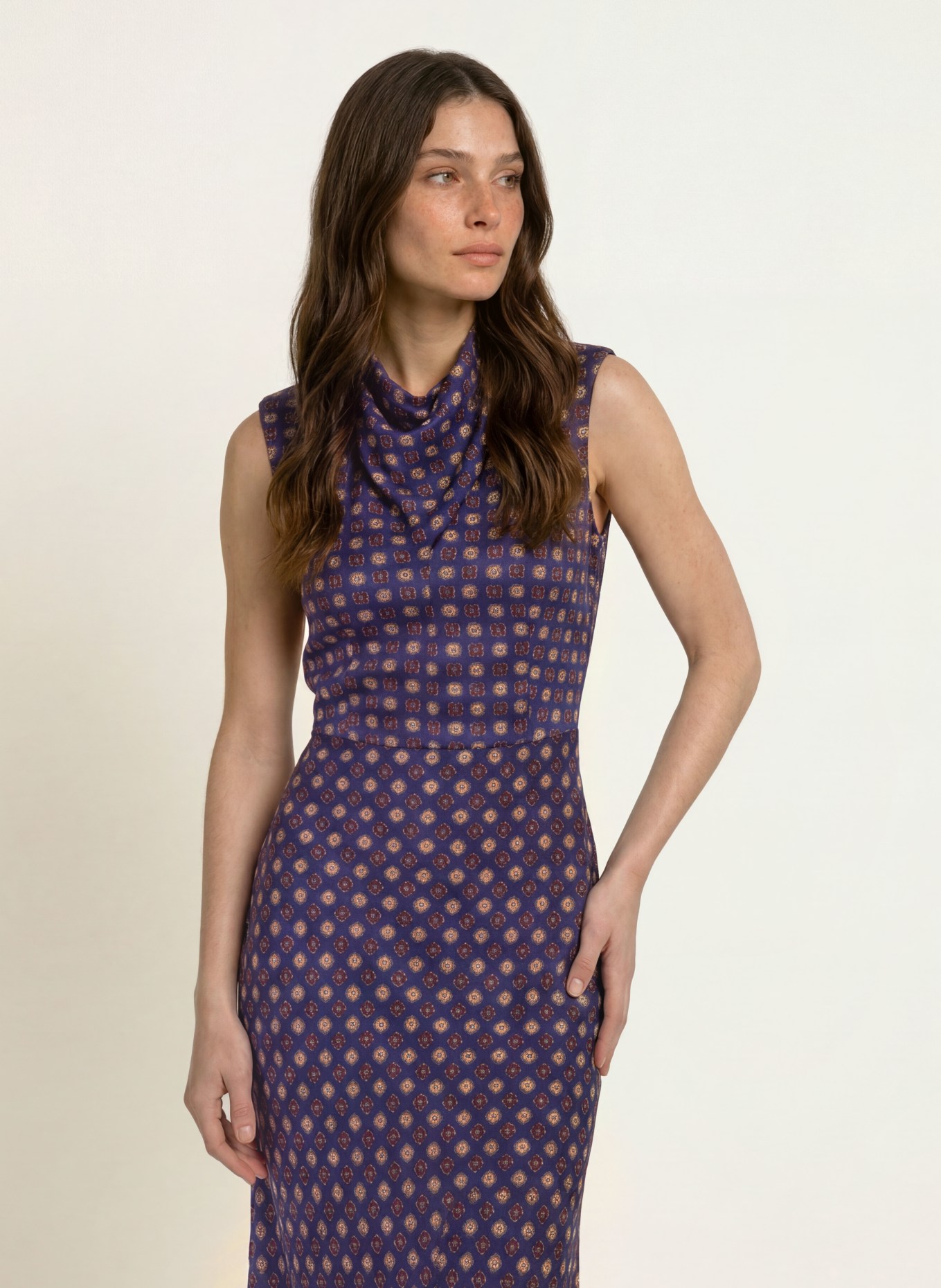 CLAUDIE PIERLOT Kleid: DUNKELBLAU / BRAUN / BEIGE