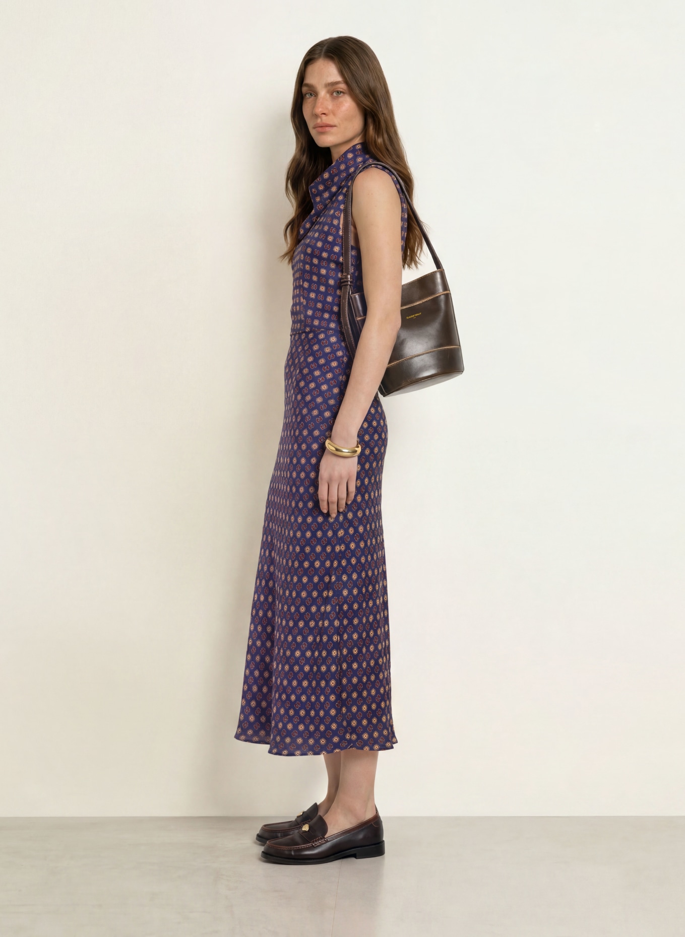 CLAUDIE PIERLOT Kleid: DUNKELBLAU / BRAUN / BEIGE