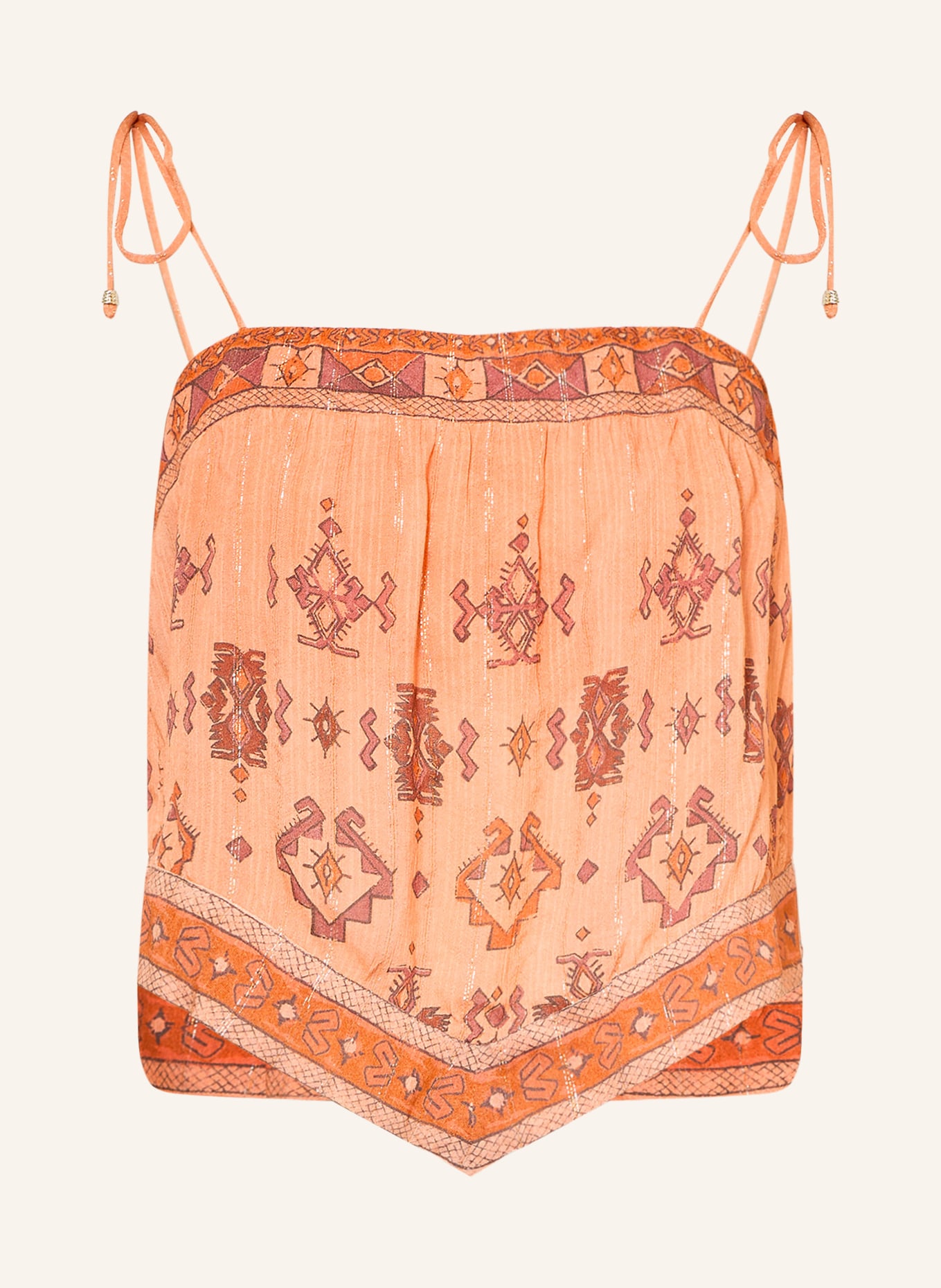 ba&sh Cropped-Top ZELI mit Glitzergarn: LACHS / DUNKELROT / DUNKELORANGE